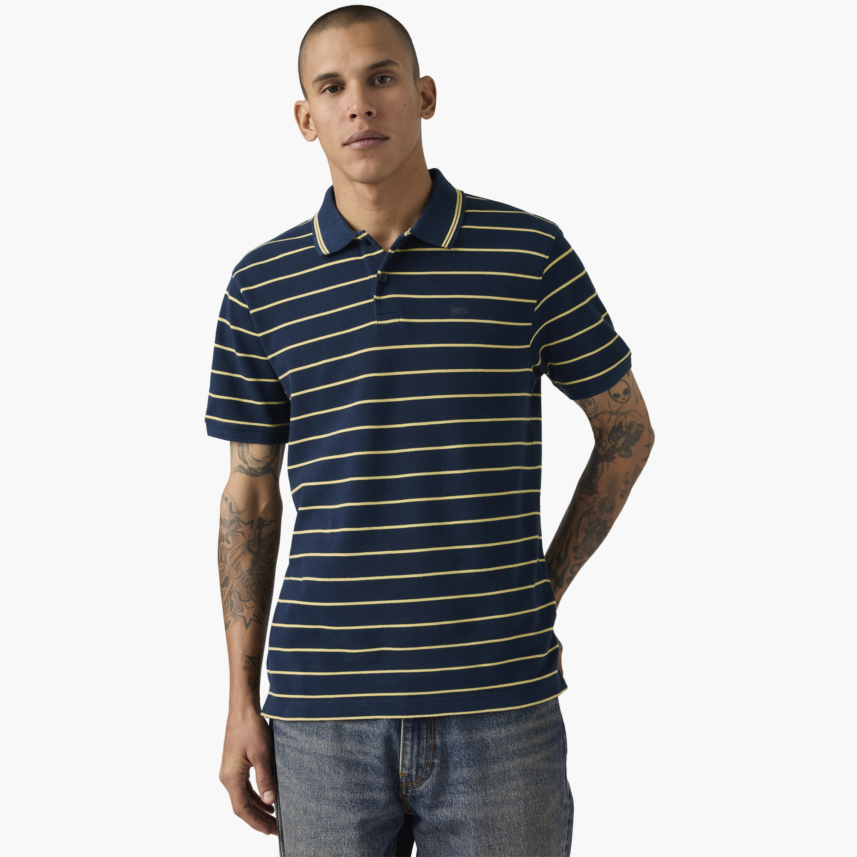 Levi's Striped Collared Short Sleeves Men's Polo T-Shirt-men-clothing-tshirtsandpolos-polos-image-3