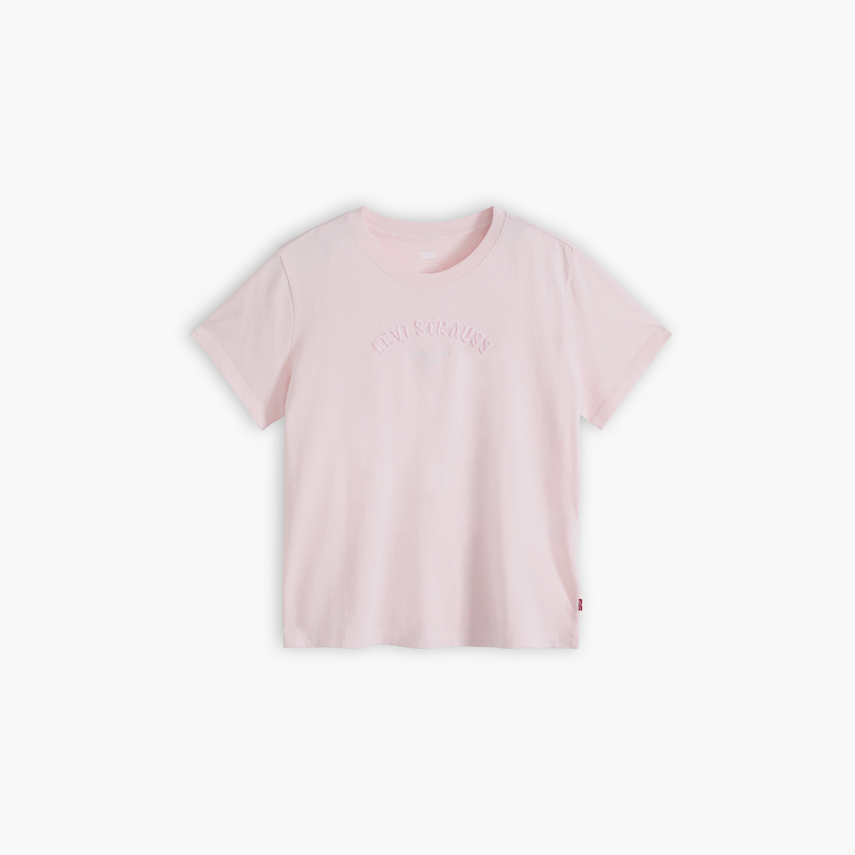تيشيرت نسائي بياقة مستديرة "كرو نيك" وأكمام قصيرة مع نص مطرز من ليفايز-women-clothing-tshirts-image-4