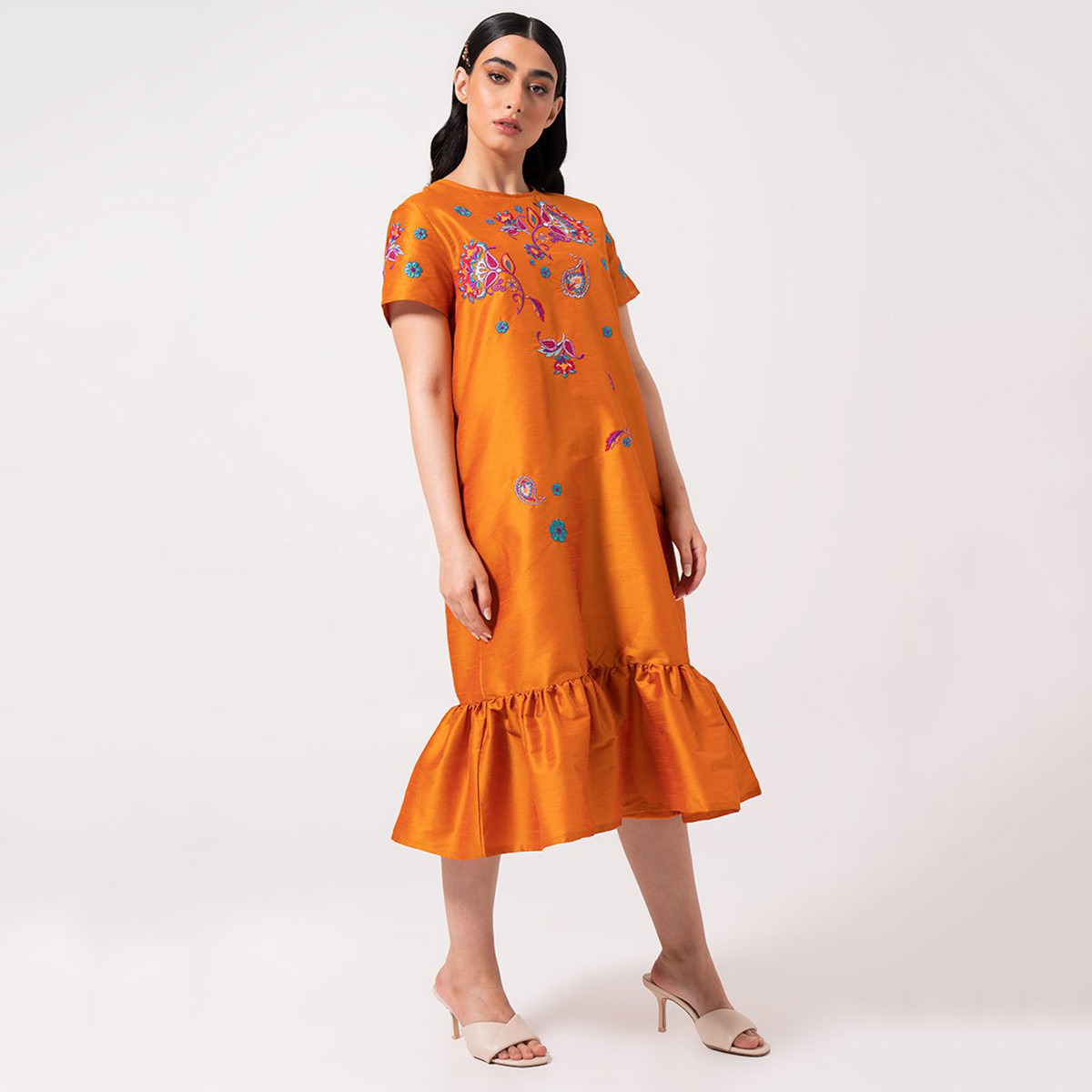 Orange shop cotton dress