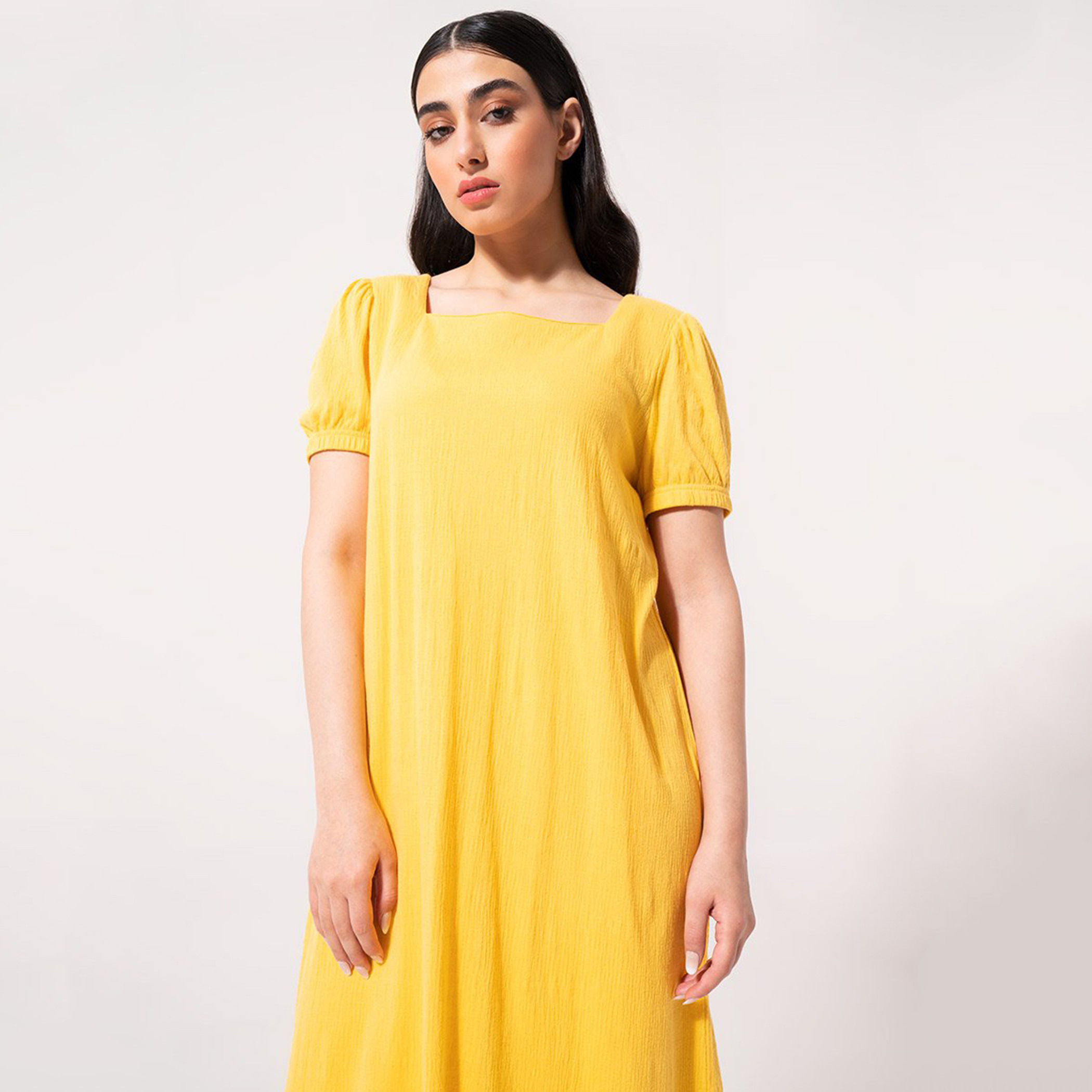 Rina Cotton And Polyester Ruffle Women Yellow Midi Dress-women-clothing-dresses-image-2