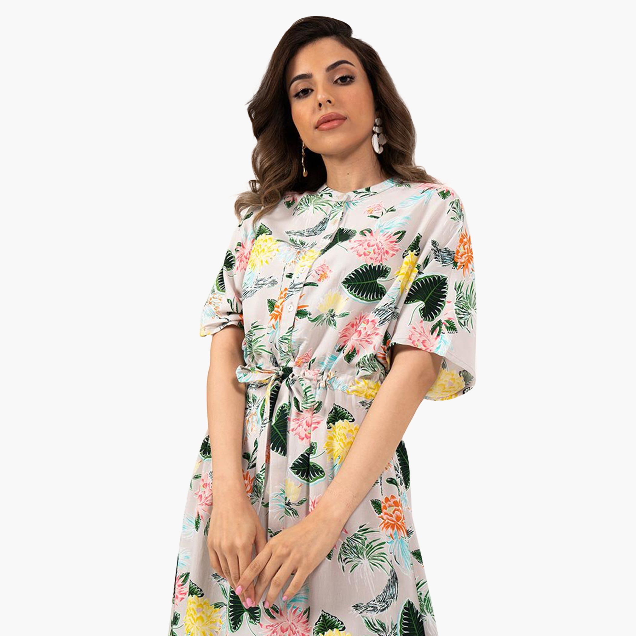 Rina Women Polyester and Cotton Floral Beige Maxi Dress-women-clothing-dresses-image-3