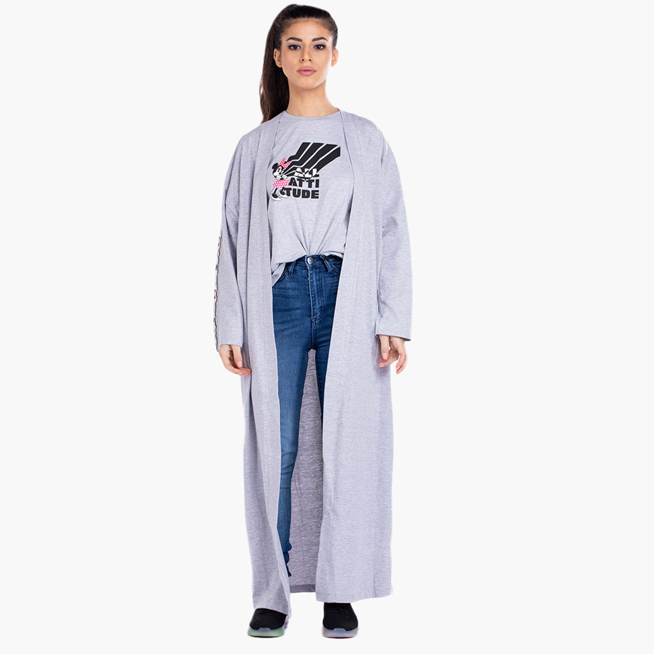Rina Women Polyester and Cotton Solid Grey Jelabiya-women-arabicclothing-jalabiyas-image-1