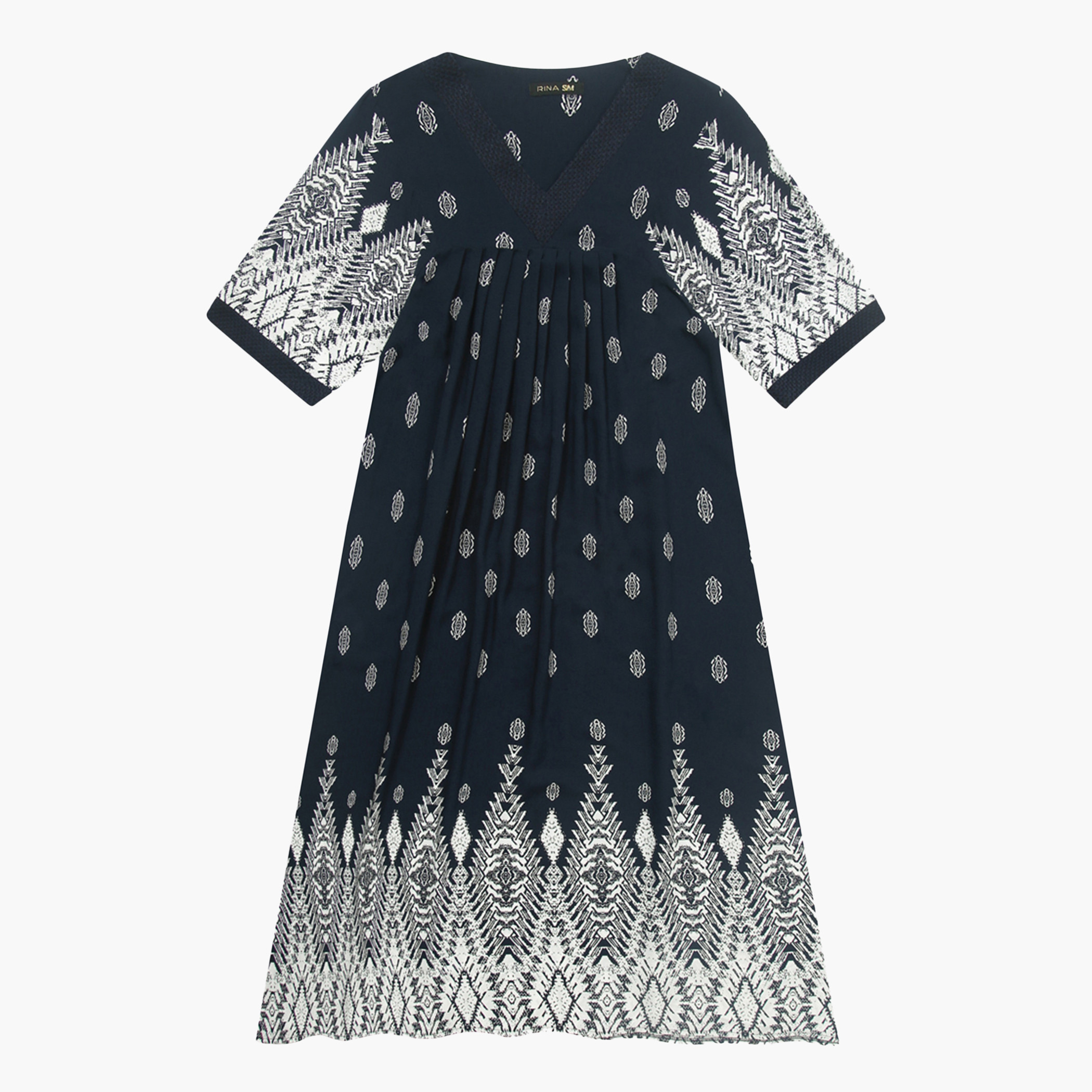 Rina Women Polyester and Cotton Printed Blue Midi Dress-women-clothing-dresses-image-4
