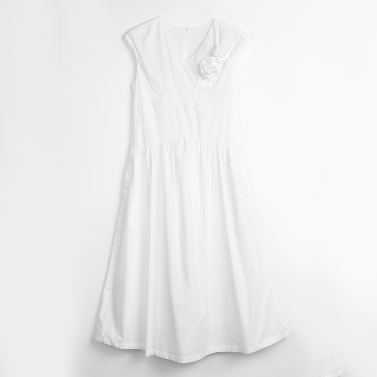 Rina Cotton & Polyester Solid Women White Midi Dress-women-clothing-dresses-image-4