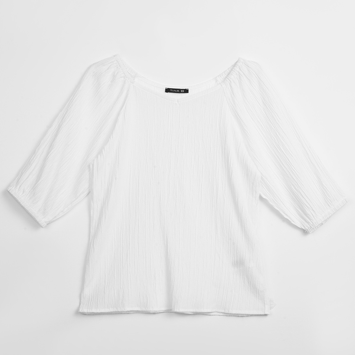 RINA Cotton & Polyester Solid Women White Top-women-clothing-shirtsandblouses-blouses-image-4