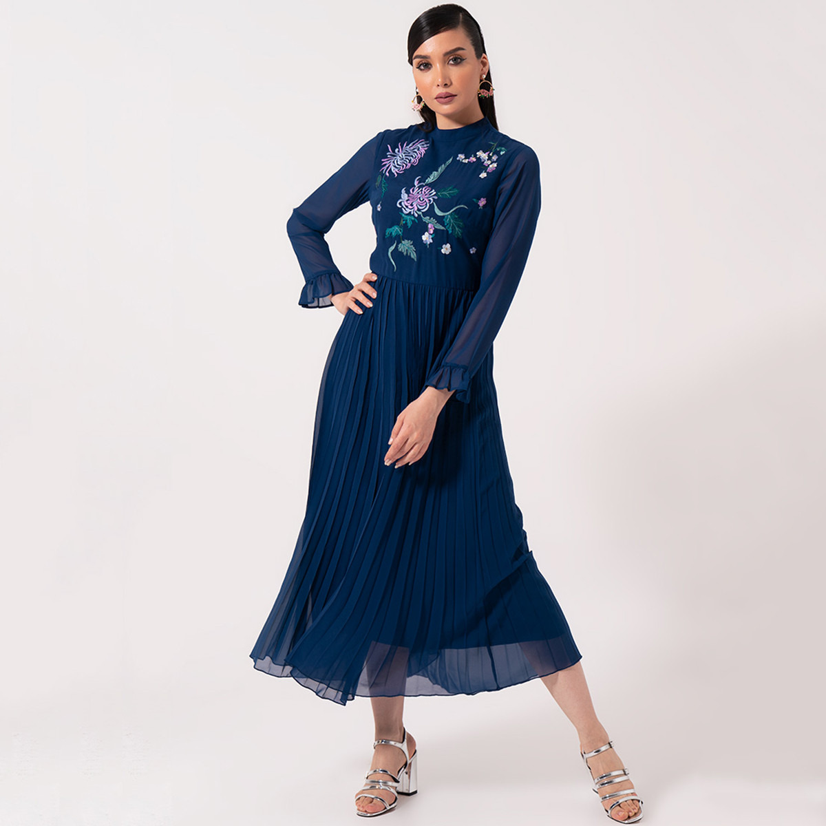 رينا  أزرق متوسط الطول فستان-women-clothing-dresses-image-1