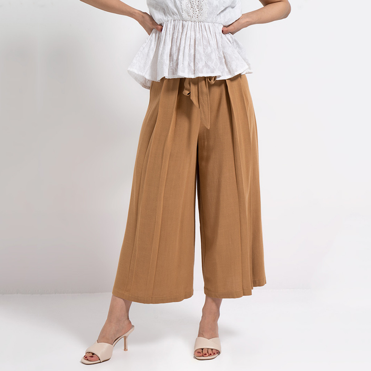Rina Cotton & Polyester Solid Women Brown Pant-women-clothing-bottoms-trousers-image-1
