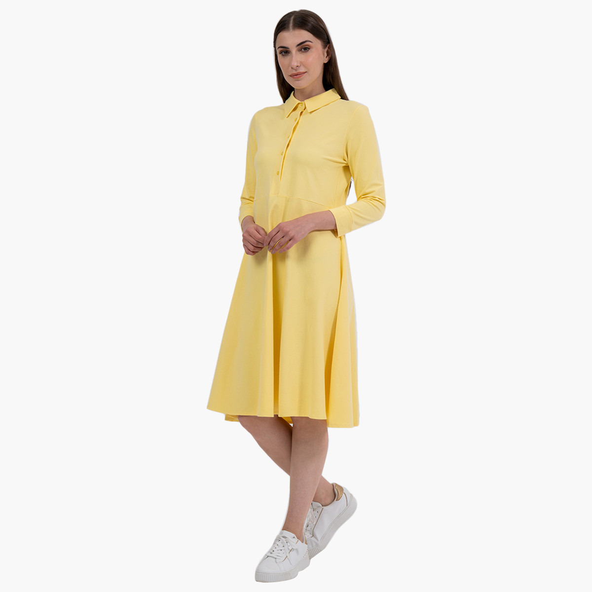Rina Women Solid Collared Neck Midi Dress-women-clothing-dresses-image-1