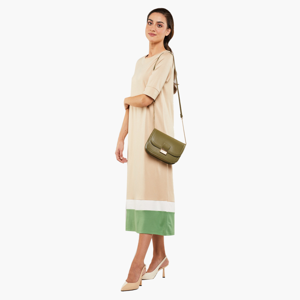 رينا  اللون البيج متوسط الطول فستان-women-clothing-dresses-image-1