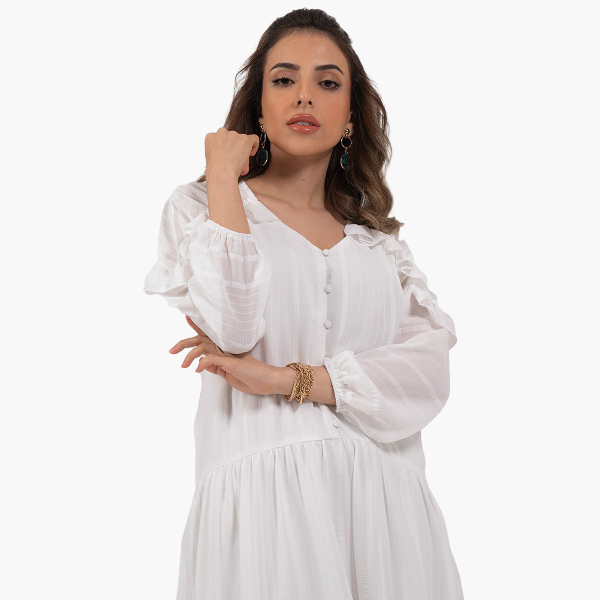 Rina Women Polyester and Cotton Ruffle White Midi Dress-women-clothing-dresses-image-1