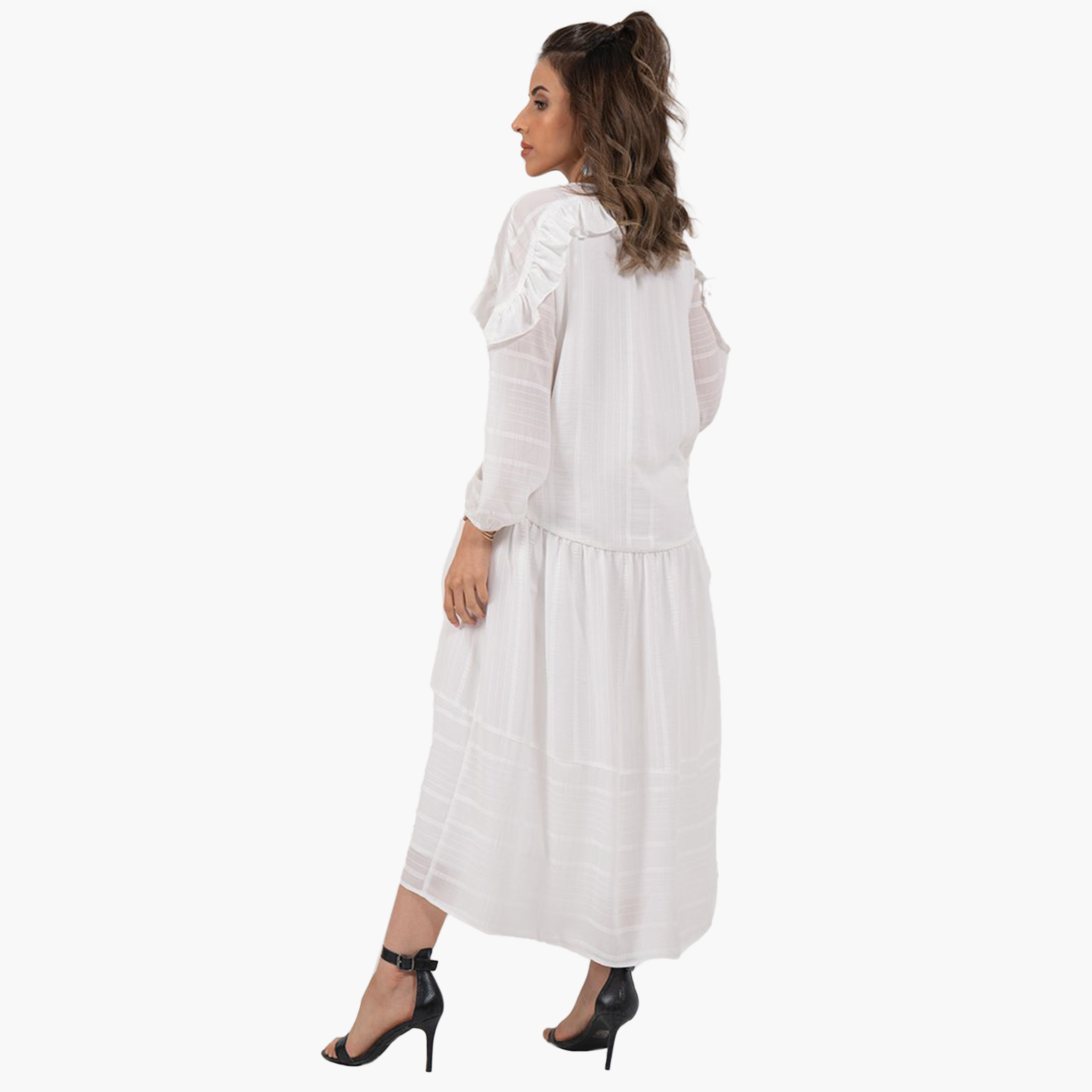 Rina Women Polyester and Cotton Ruffle White Midi Dress-women-clothing-dresses-image-2