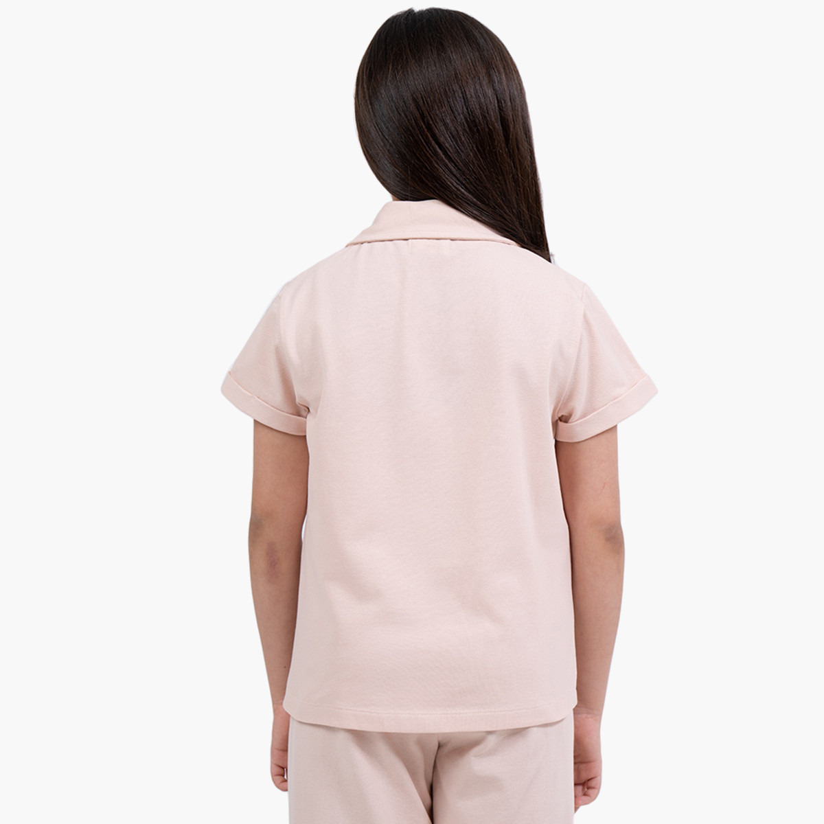 Rina Girls Solid Short Sleeves Collared Shirt-girls-clothing-blousesandshirts-image-2