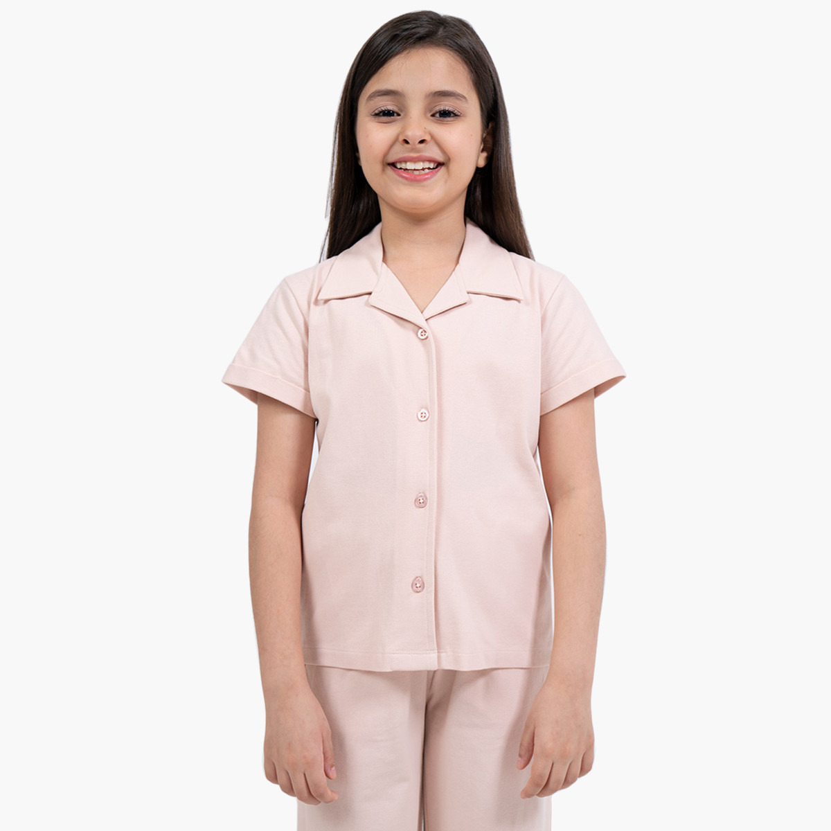 Rina Girls Solid Short Sleeves Collared Shirt-girls-clothing-blousesandshirts-image-3