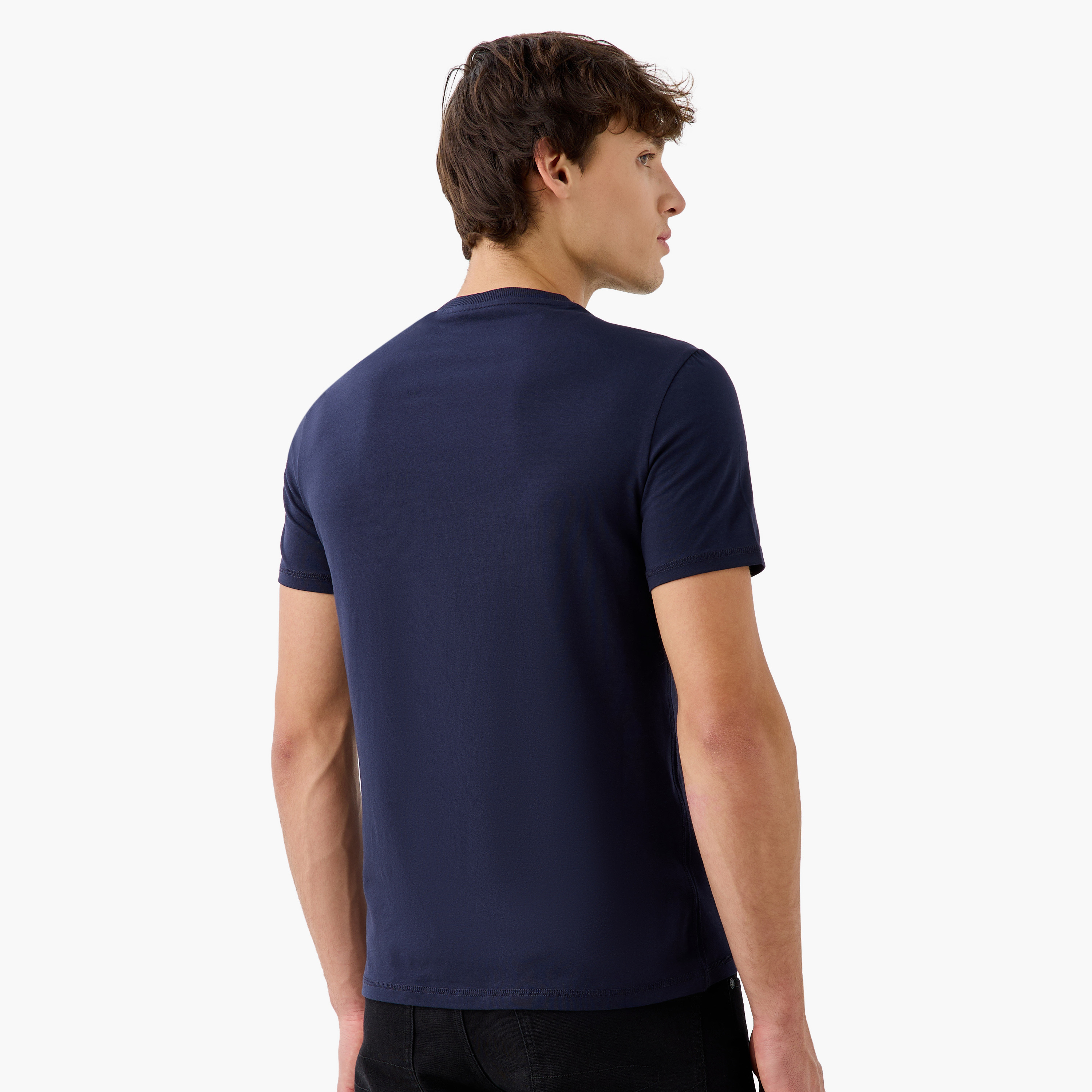 Guess Logo Print Crew Neck T-shirt with Short Sleeves-men-clothing-tshirtsandpolos-tshirts-image-3