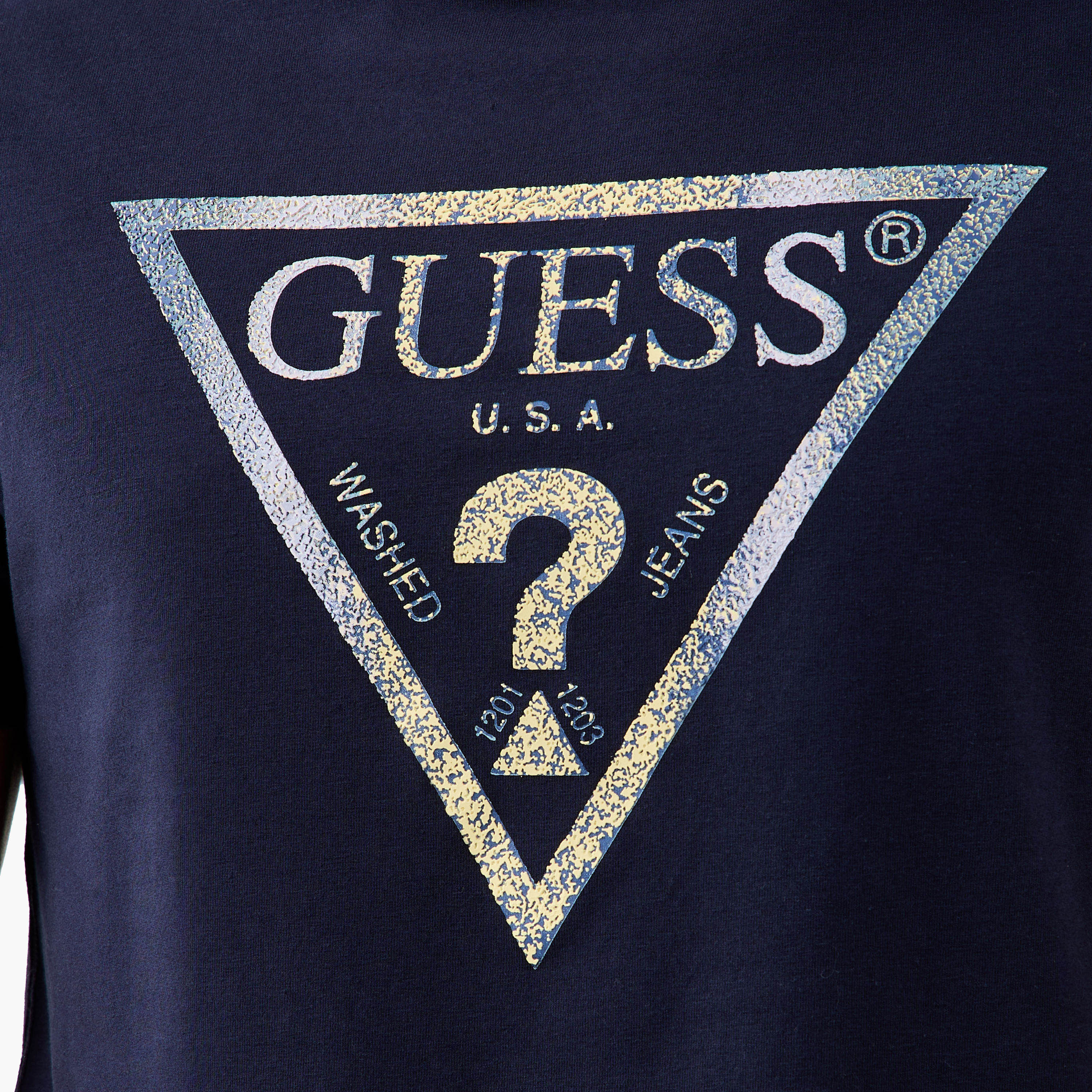 Guess Logo Print Crew Neck T-shirt with Short Sleeves-men-clothing-tshirtsandpolos-tshirts-image-5