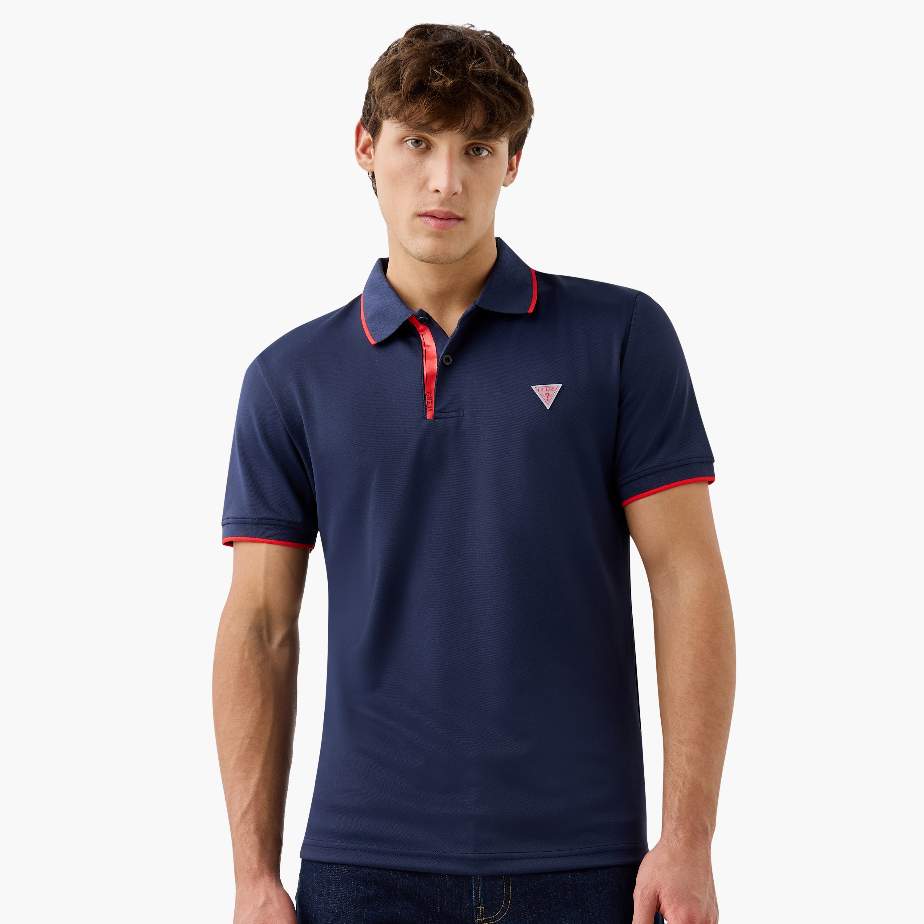 Guess Solid Polo T-shirt with Short Sleeves-men-clothing-tshirtsandpolos-polos-image-1