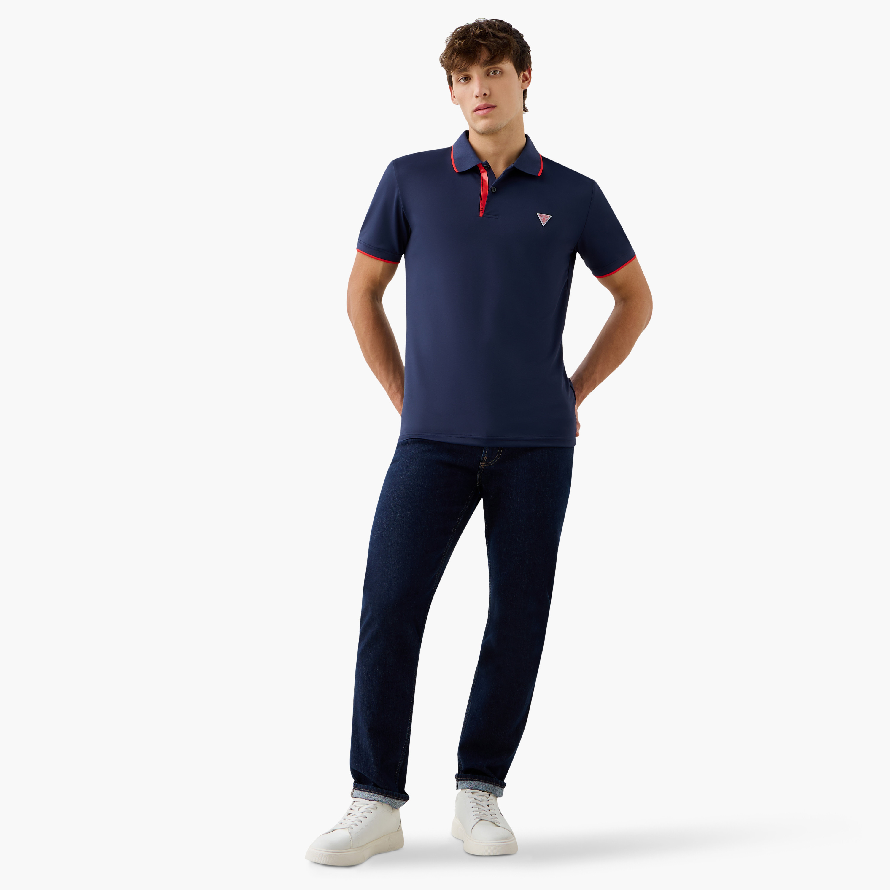 Guess Solid Polo T-shirt with Short Sleeves-men-clothing-tshirtsandpolos-polos-image-2