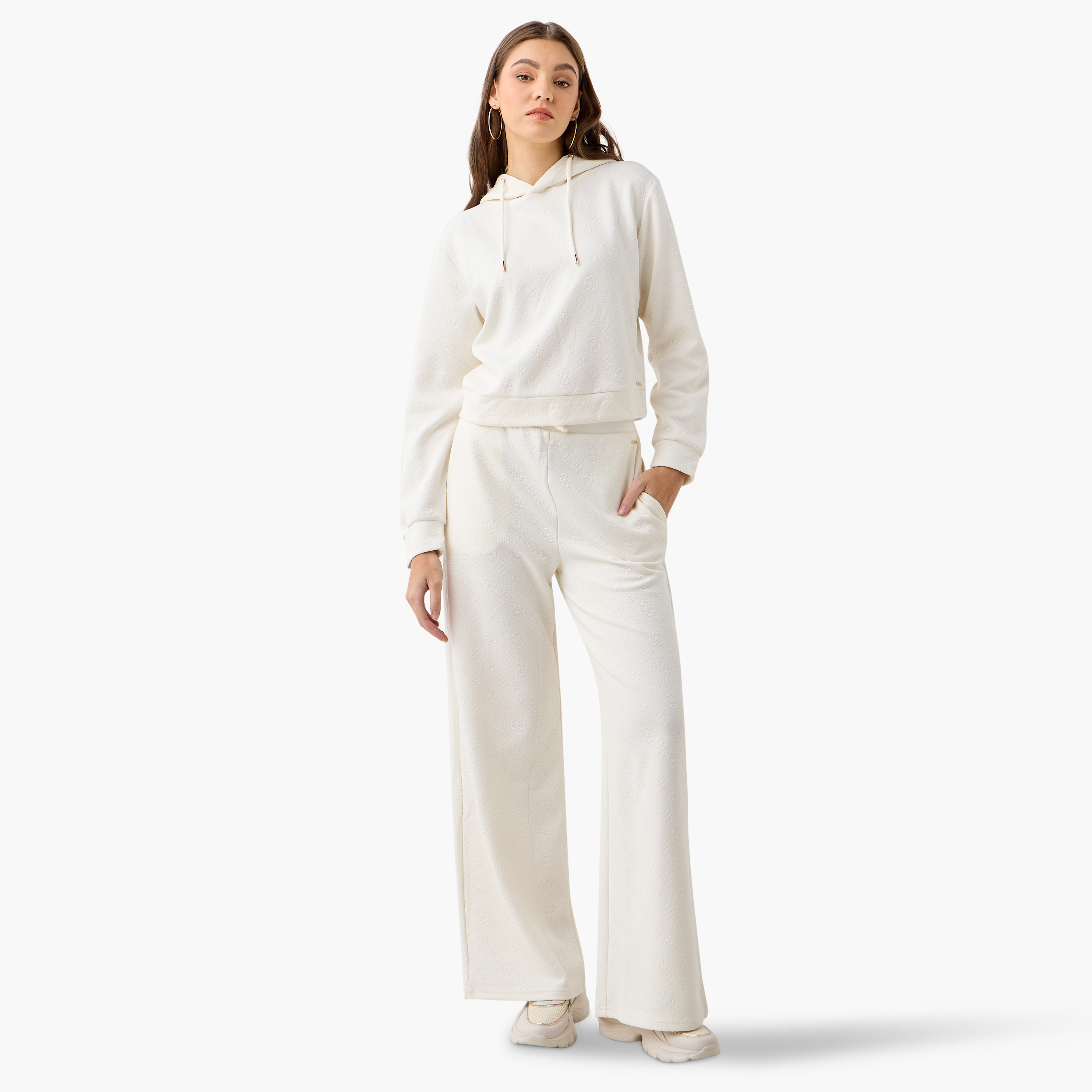 بنطلون جاكار واسع الساقين مع رباط إغلاق وجيوب من جيس-women-clothing-bottoms-joggers-image-2