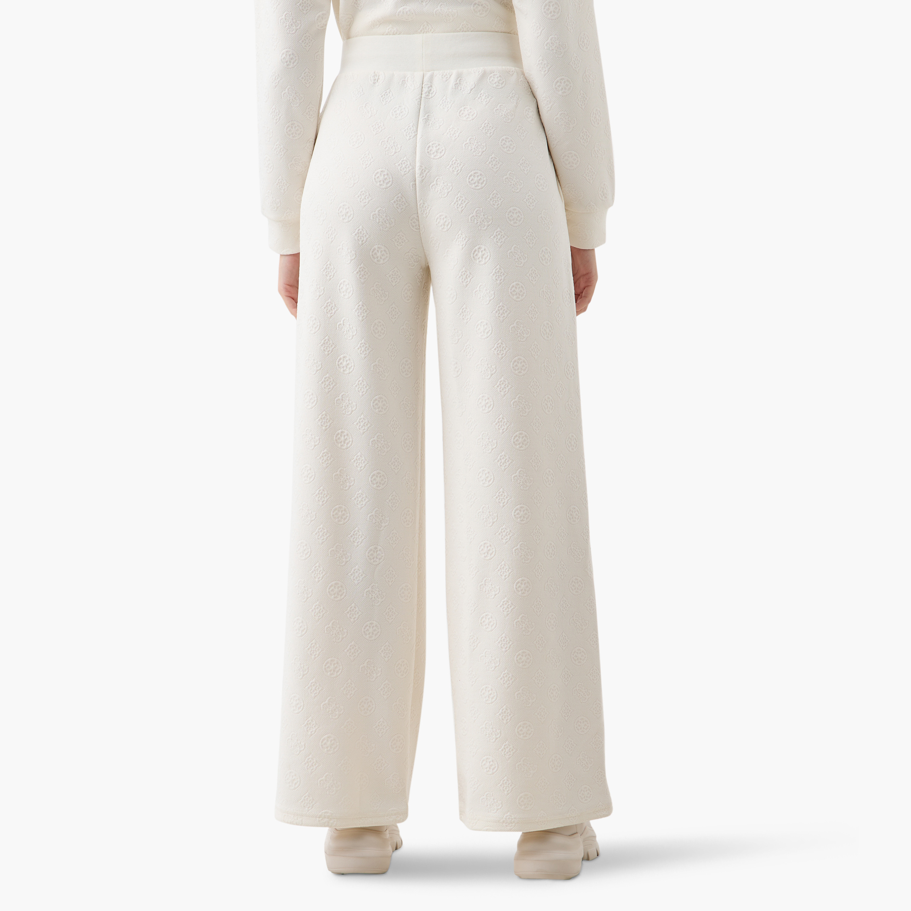 Guess Jacquard Wide Leg Pants with Drawstring Closure and Pockets-women-clothing-bottoms-joggers-image-3