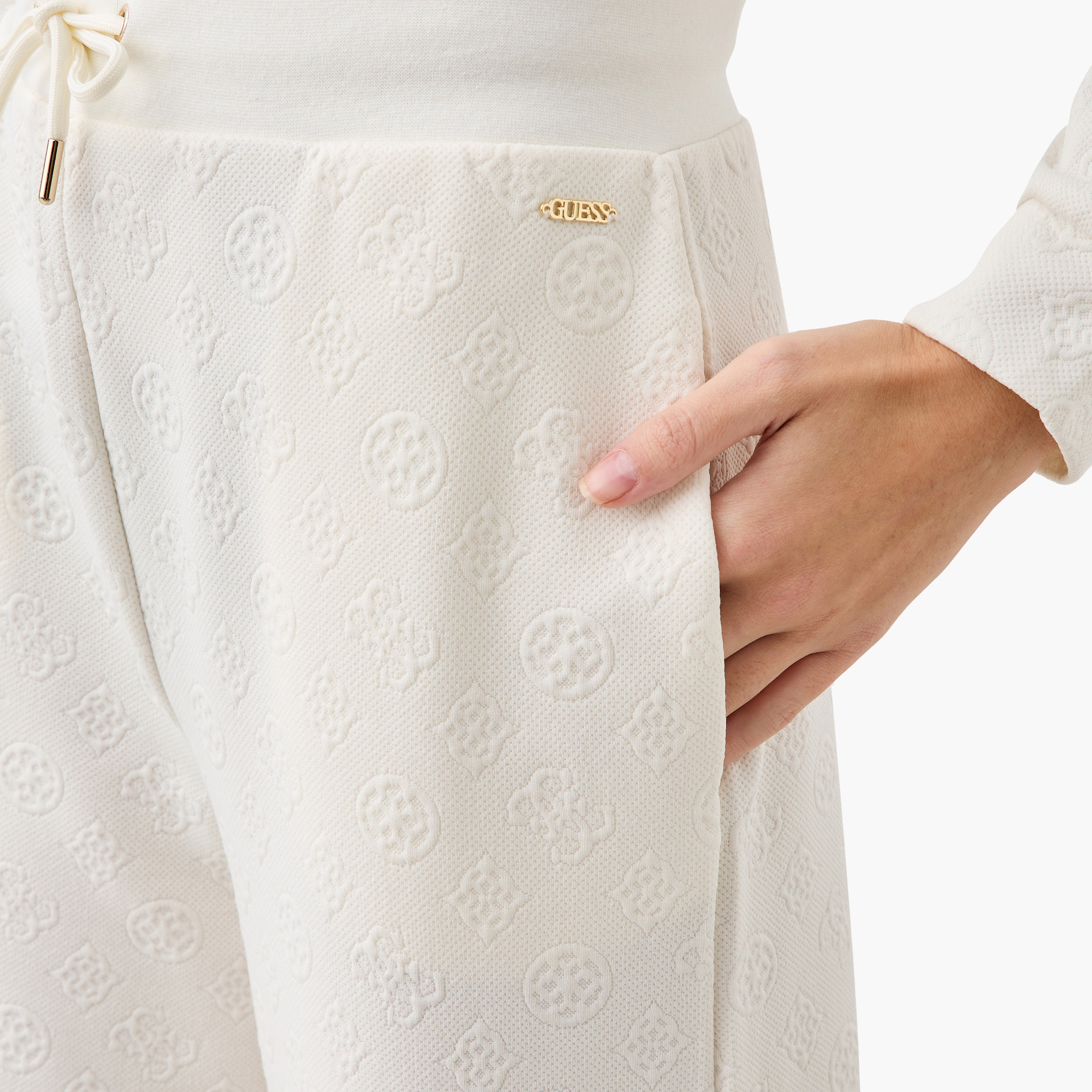 Guess Jacquard Wide Leg Pants with Drawstring Closure and Pockets-women-clothing-bottoms-joggers-image-4