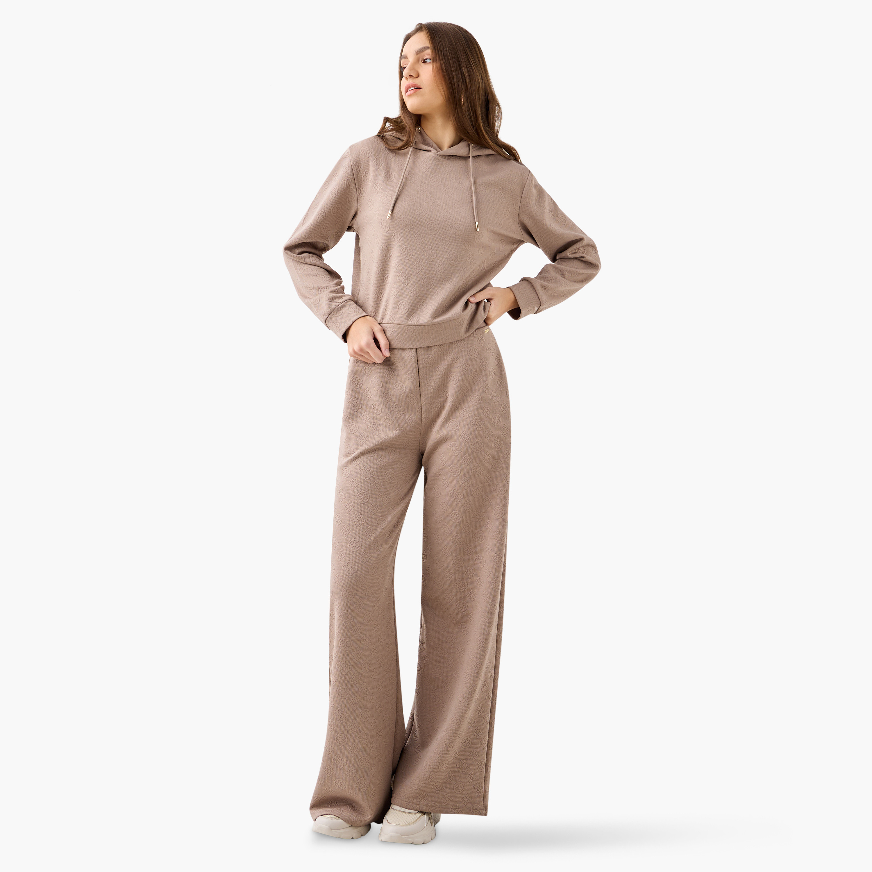 بنطلون جاكار واسع الساقين مع رباط إغلاق وجيوب من جيس-women-clothing-bottoms-joggers-image-7