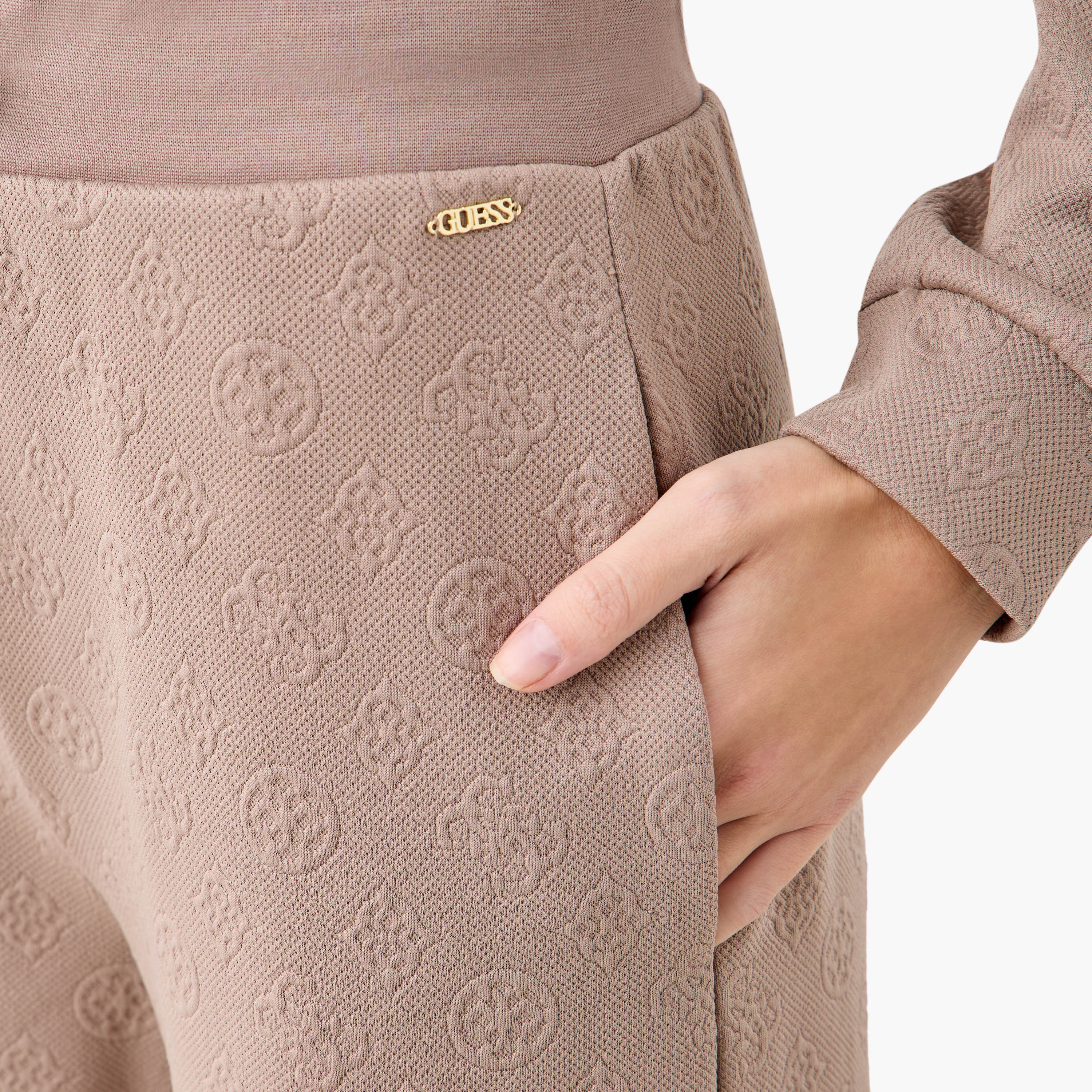 بنطلون جاكار واسع الساقين مع رباط إغلاق وجيوب من جيس-women-clothing-bottoms-joggers-image-9