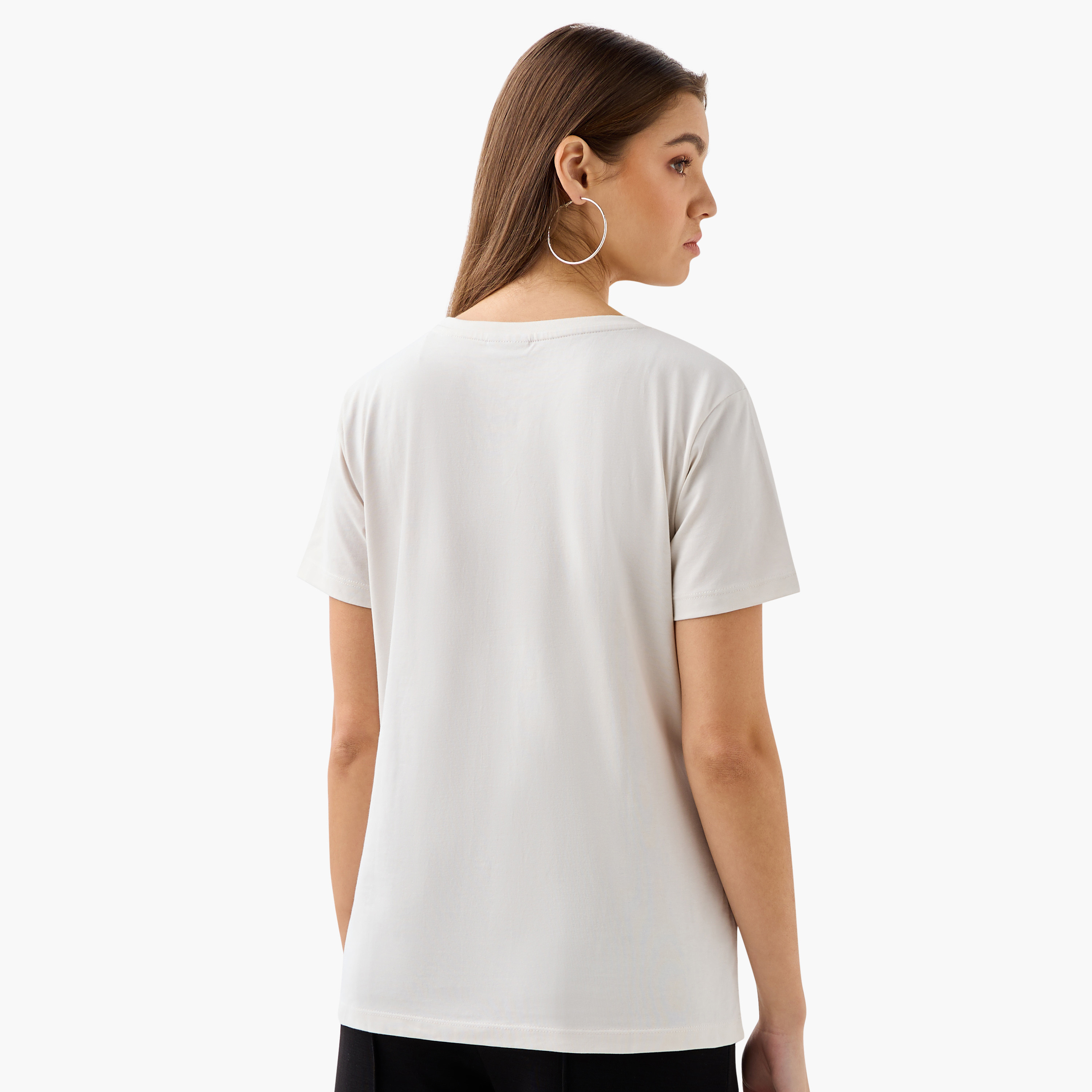 Guess Logo Print Round Neck T-shirt with Short Sleeves-women-clothing-tshirts-image-3