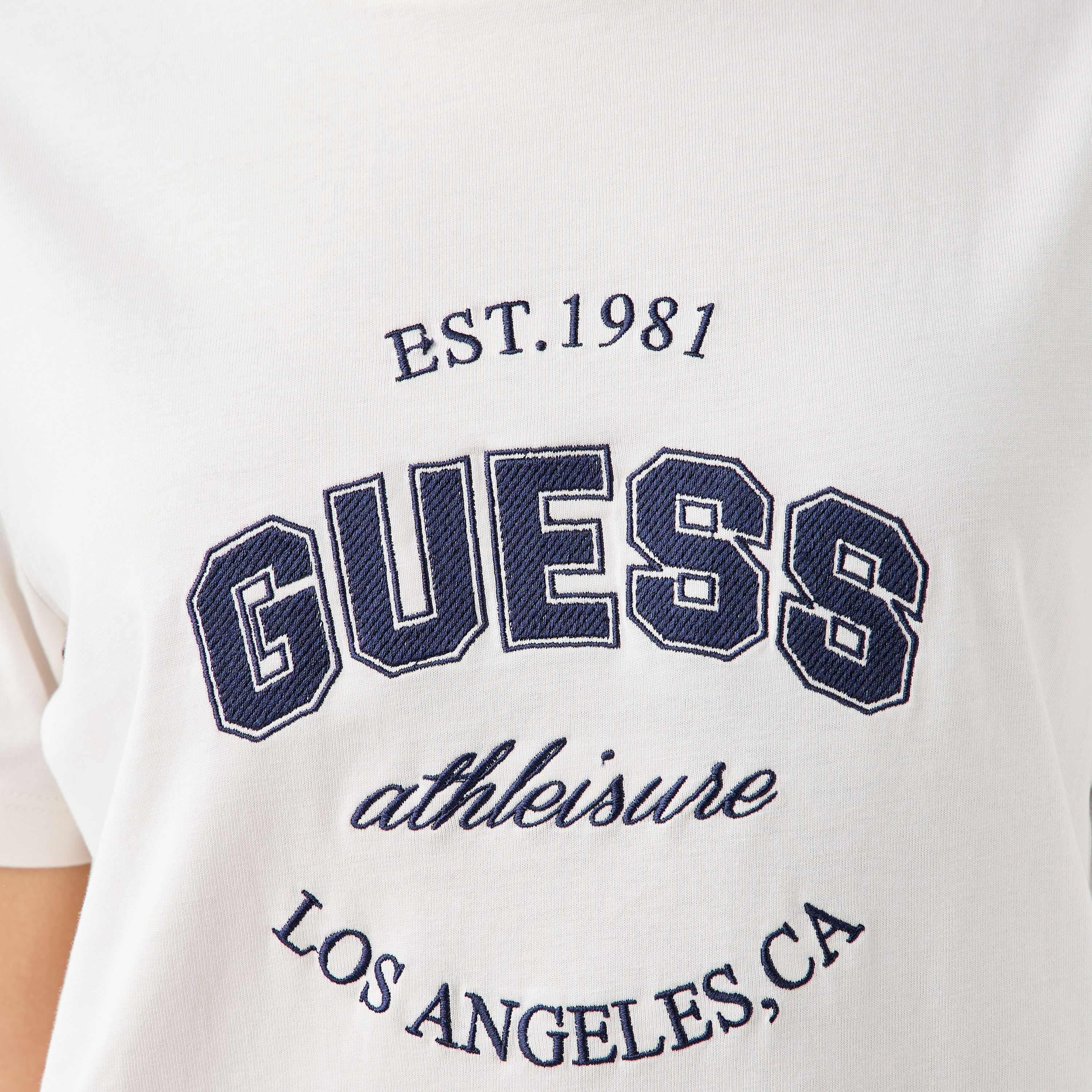 Guess Logo Print Round Neck T-shirt with Short Sleeves-women-clothing-tshirts-image-5