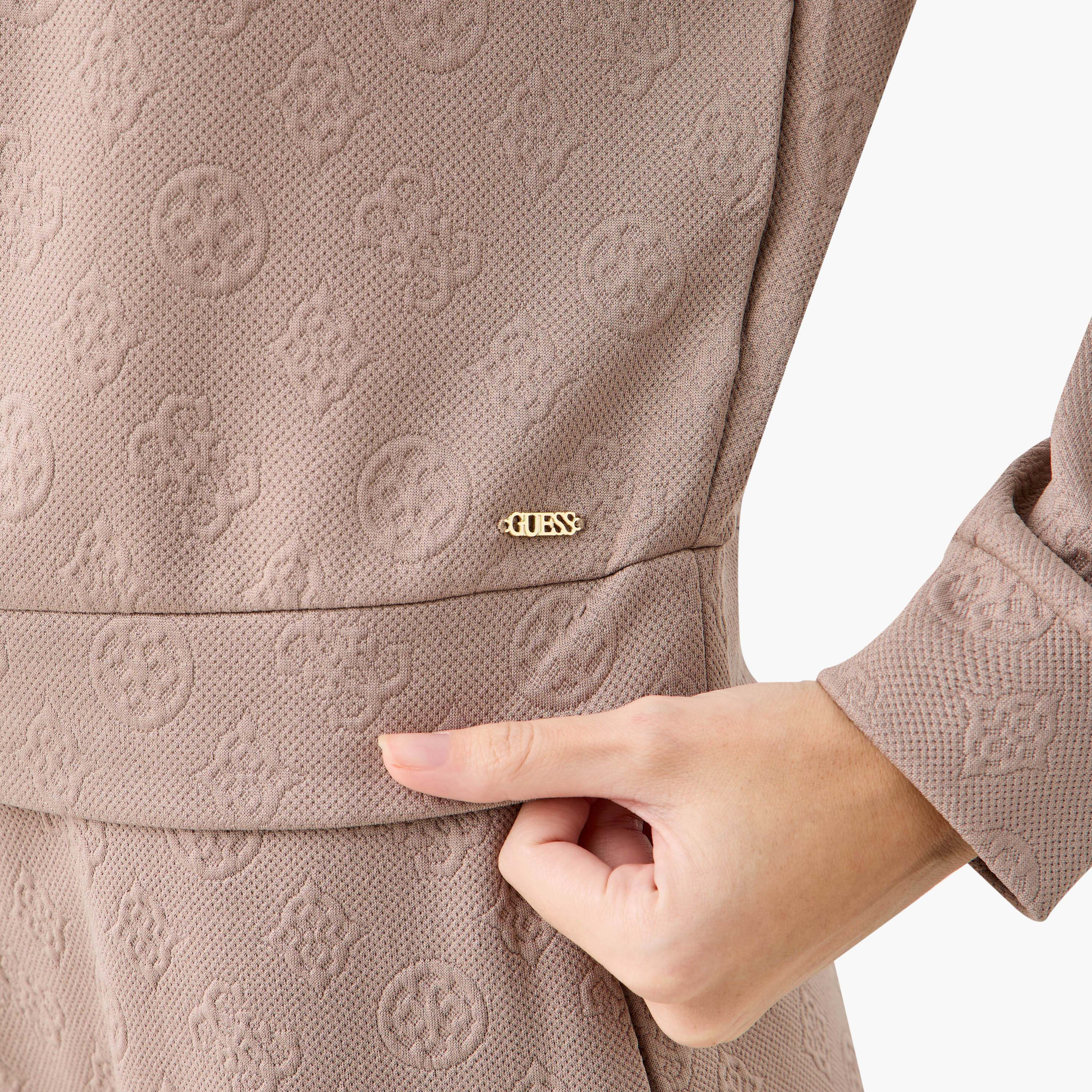 Guess Jacquard Hoodie with Long Sleeves-women-winterwear-hoodiesandsweatshirts-hoodies-image-5