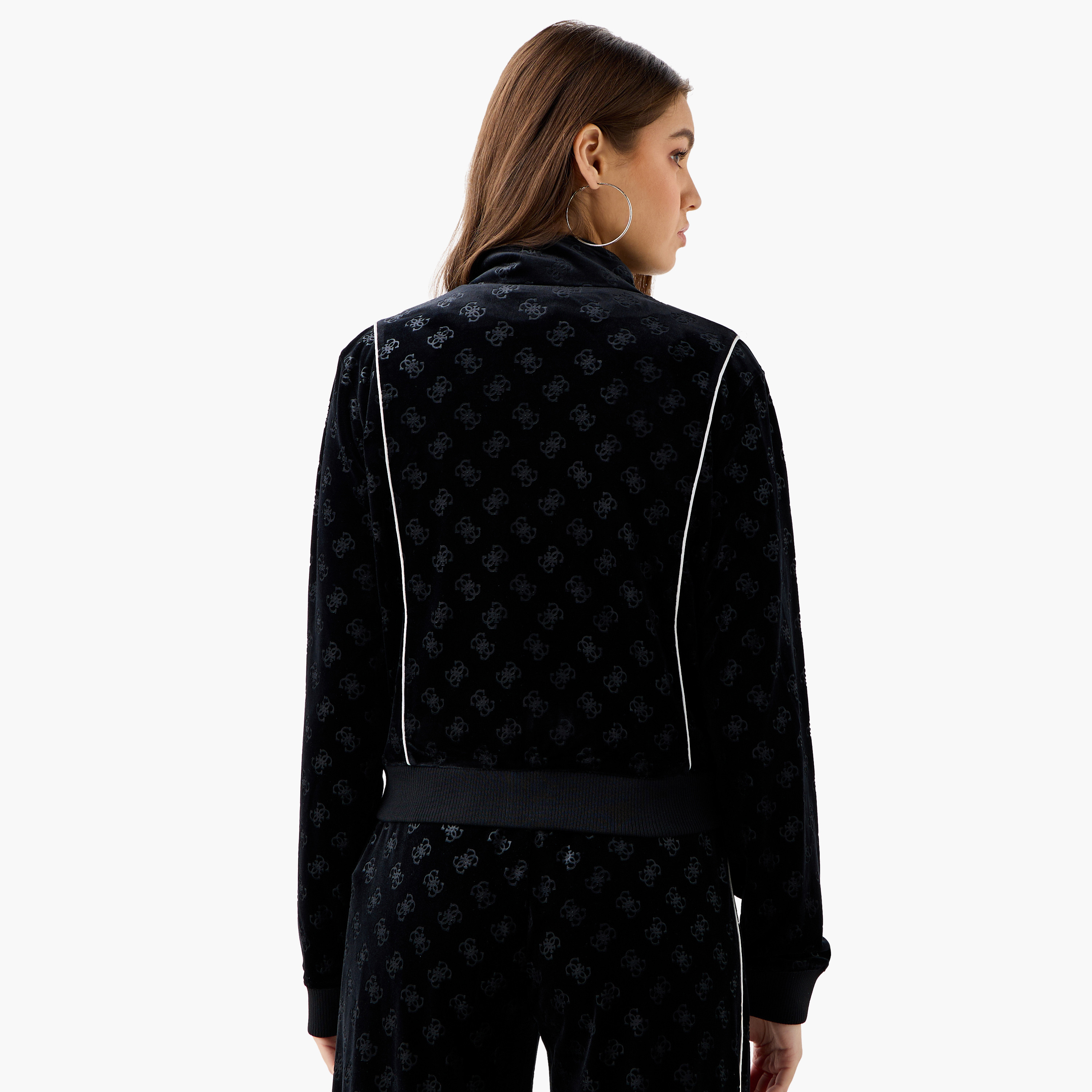 جاكيت بسحّاب إغلاق وتفاصيل مونوغرام وياقة عالية من جيس-women-winterwear-coatsandjackets-jackets-image-3