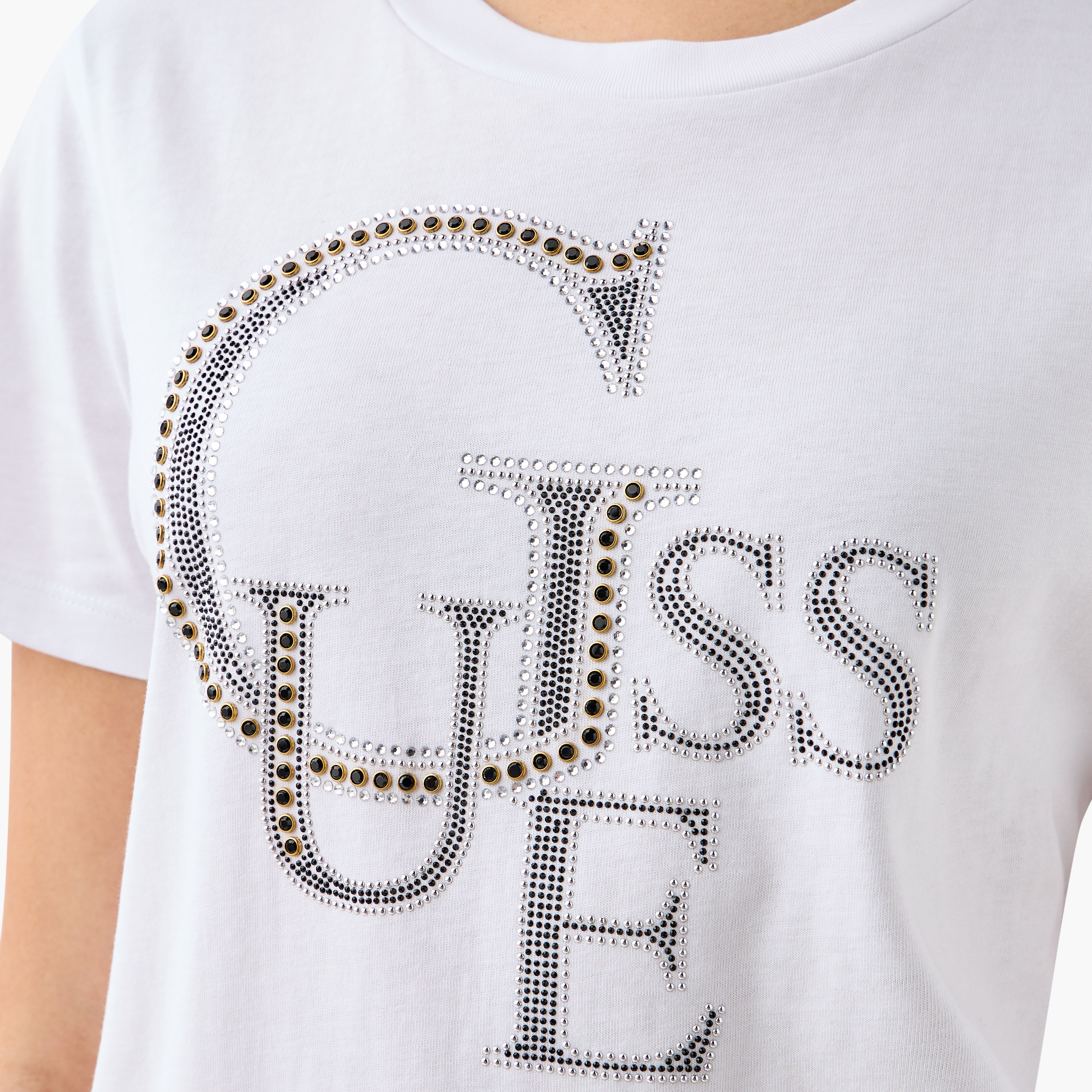 تيشيرت مزين بشعار بياقة مستديرة وأكمام قصيرة من جيس-women-clothing-tshirts-image-5