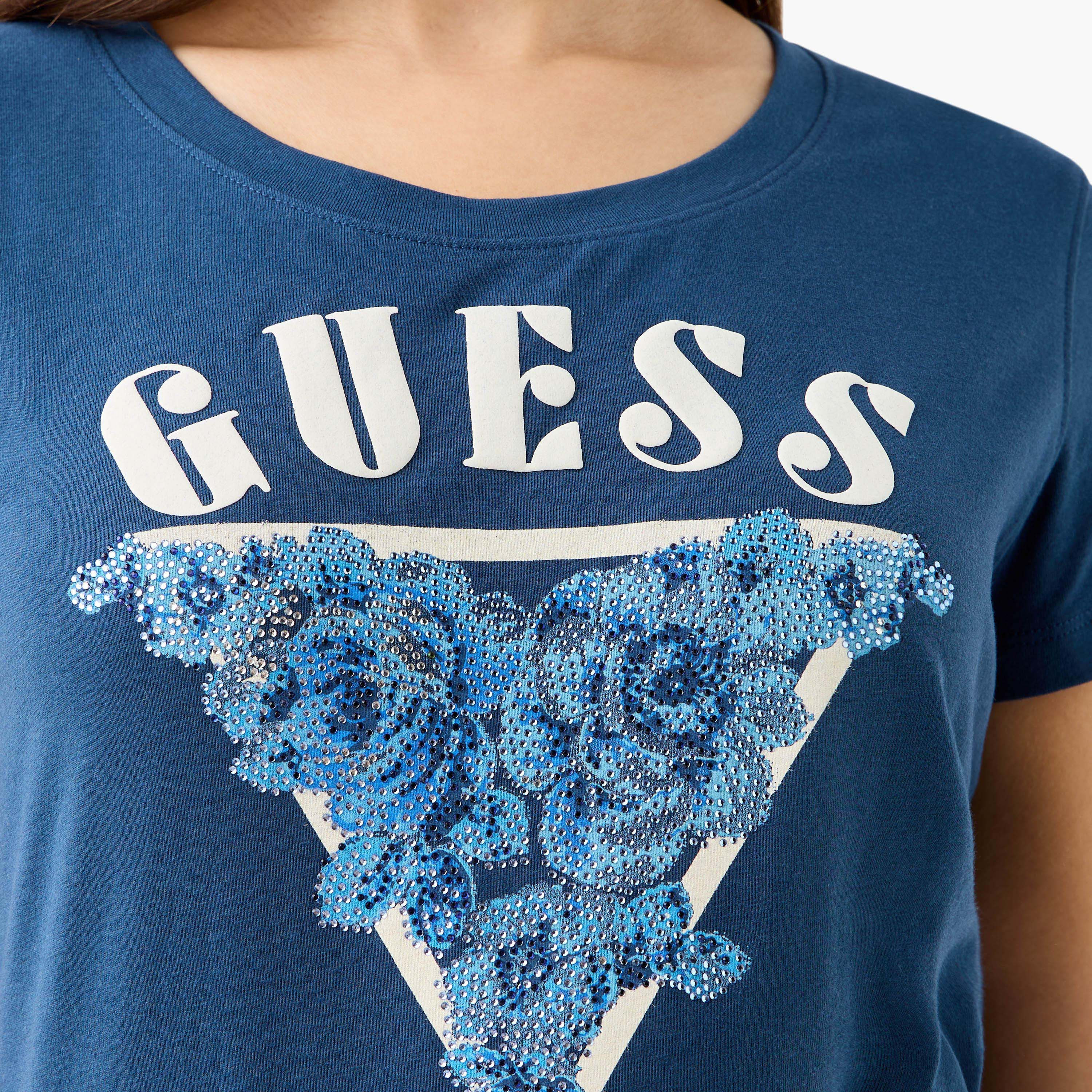تيشيرت بياقة مستديرة وأكمام قصيرة وطبعات شعار من جيس-women-clothing-shirtsandblouses-blouses-image-12