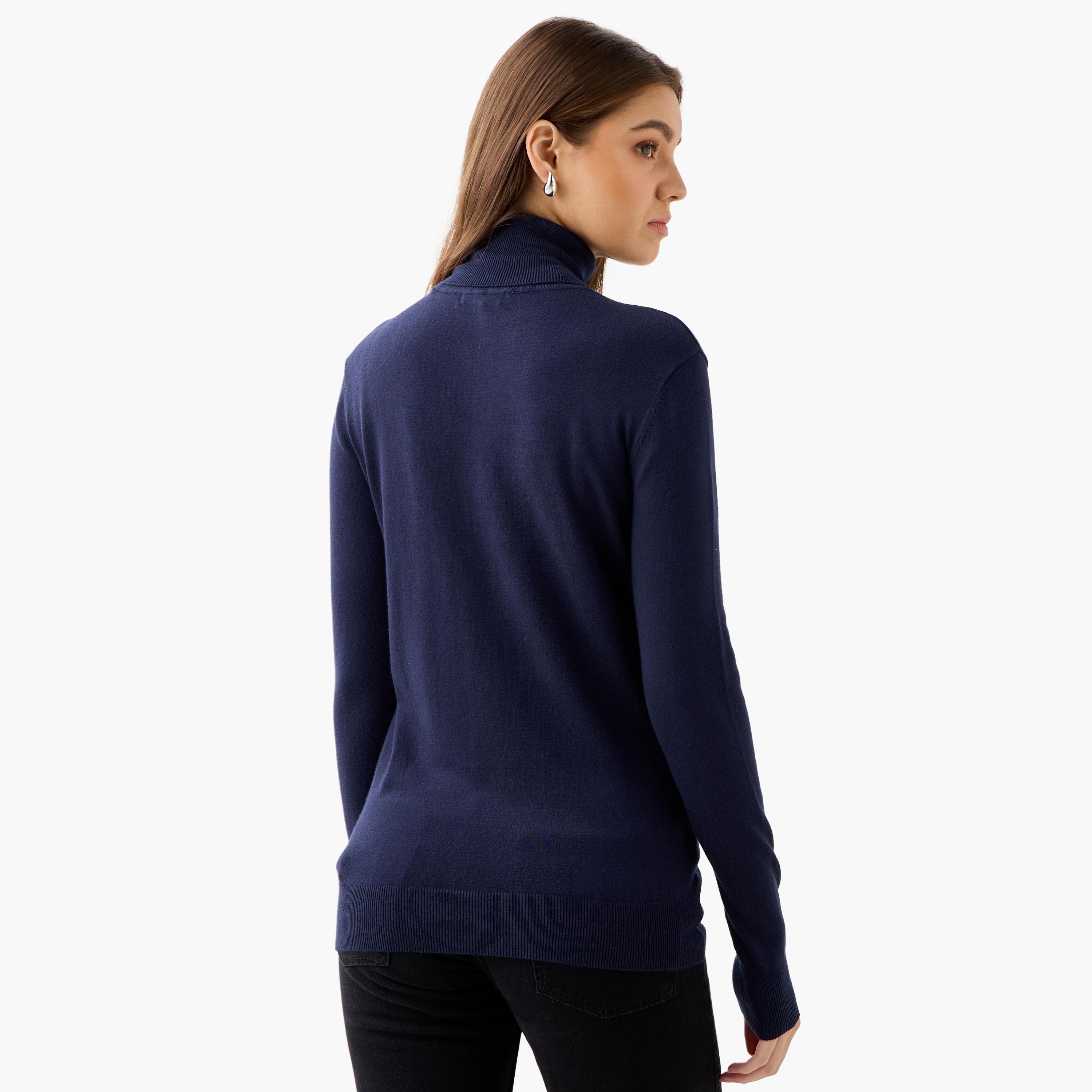 Guess Logo Embroidered Turtle Neck Sweatshirt with Long Sleeves-women-winterwear-hoodiesandsweatshirts-sweatshirts-image-3