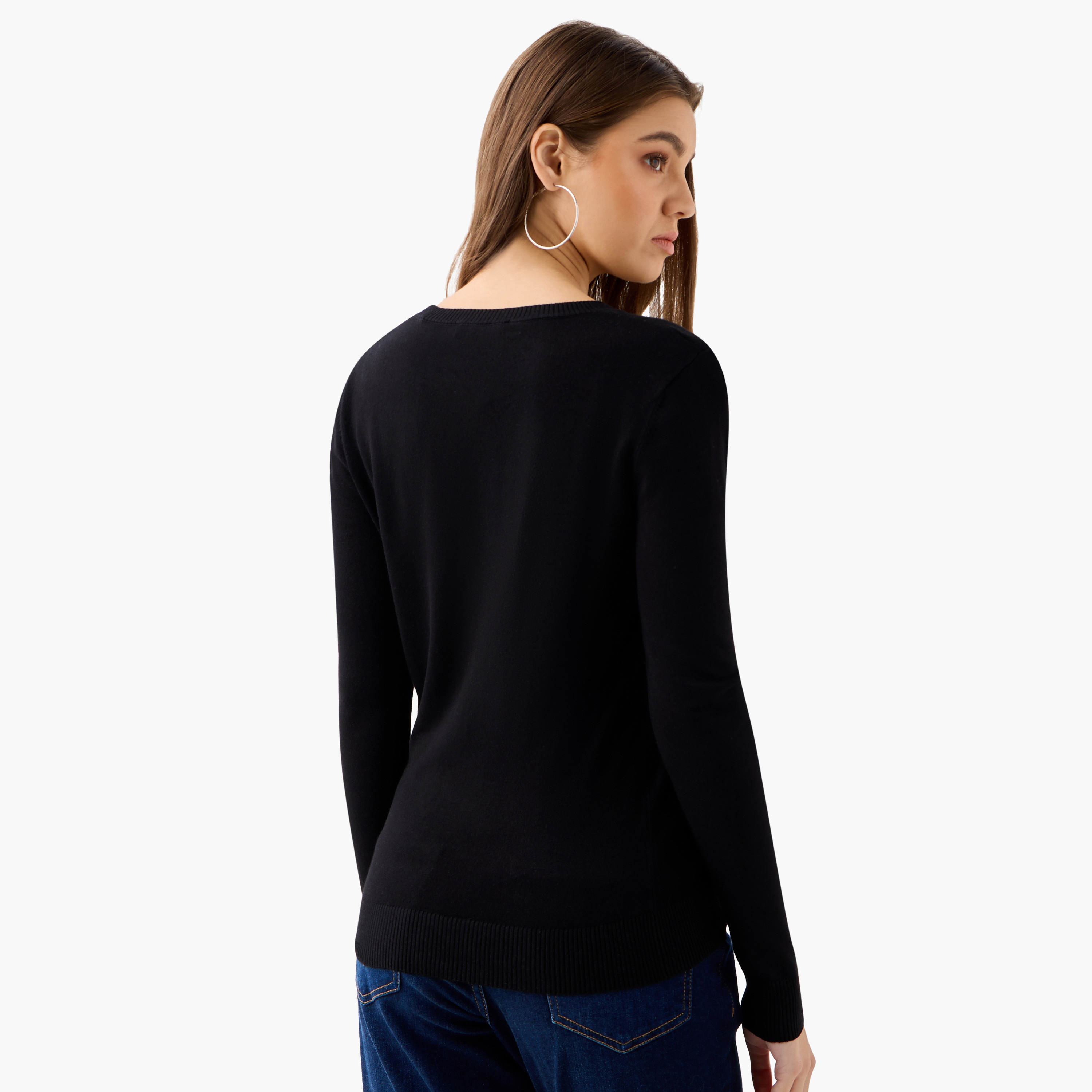 Guess Logo Embroidered Sweatshirt with Long Sleeves-women-winterwear-hoodiesandsweatshirts-sweatshirts-image-3