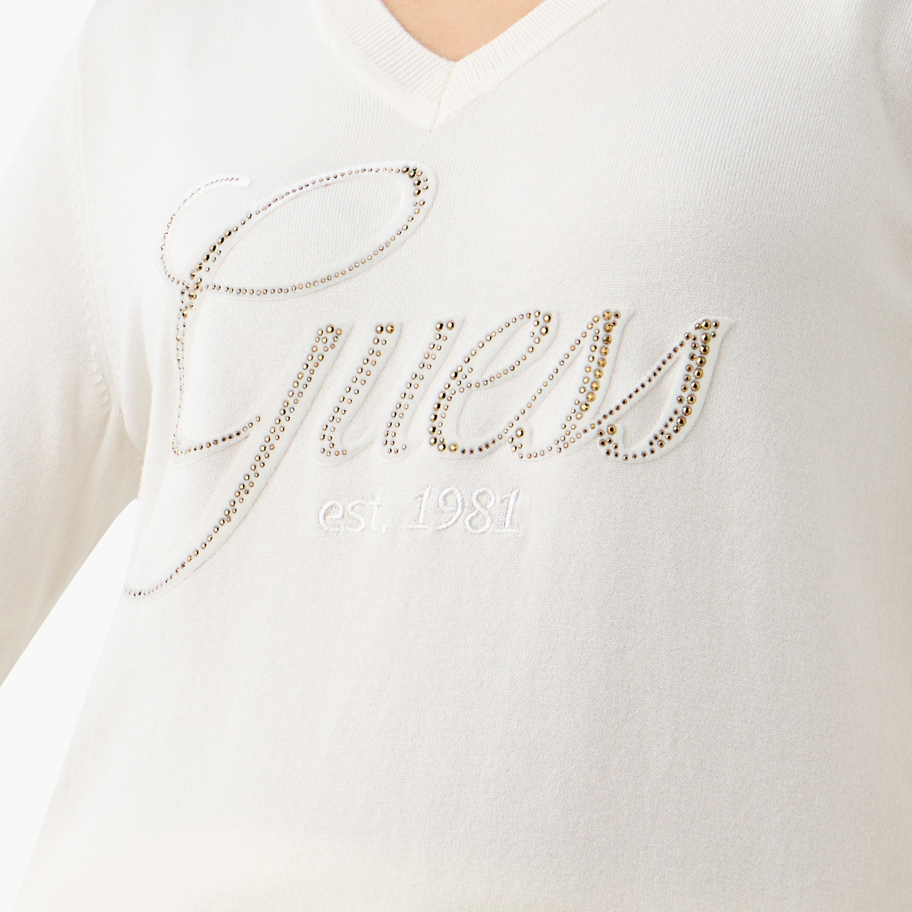 سويت شيرت بتطريز شعار وياقة V وأكمام طويلة من جيس-women-winterwear-hoodiesandsweatshirts-sweatshirts-image-5