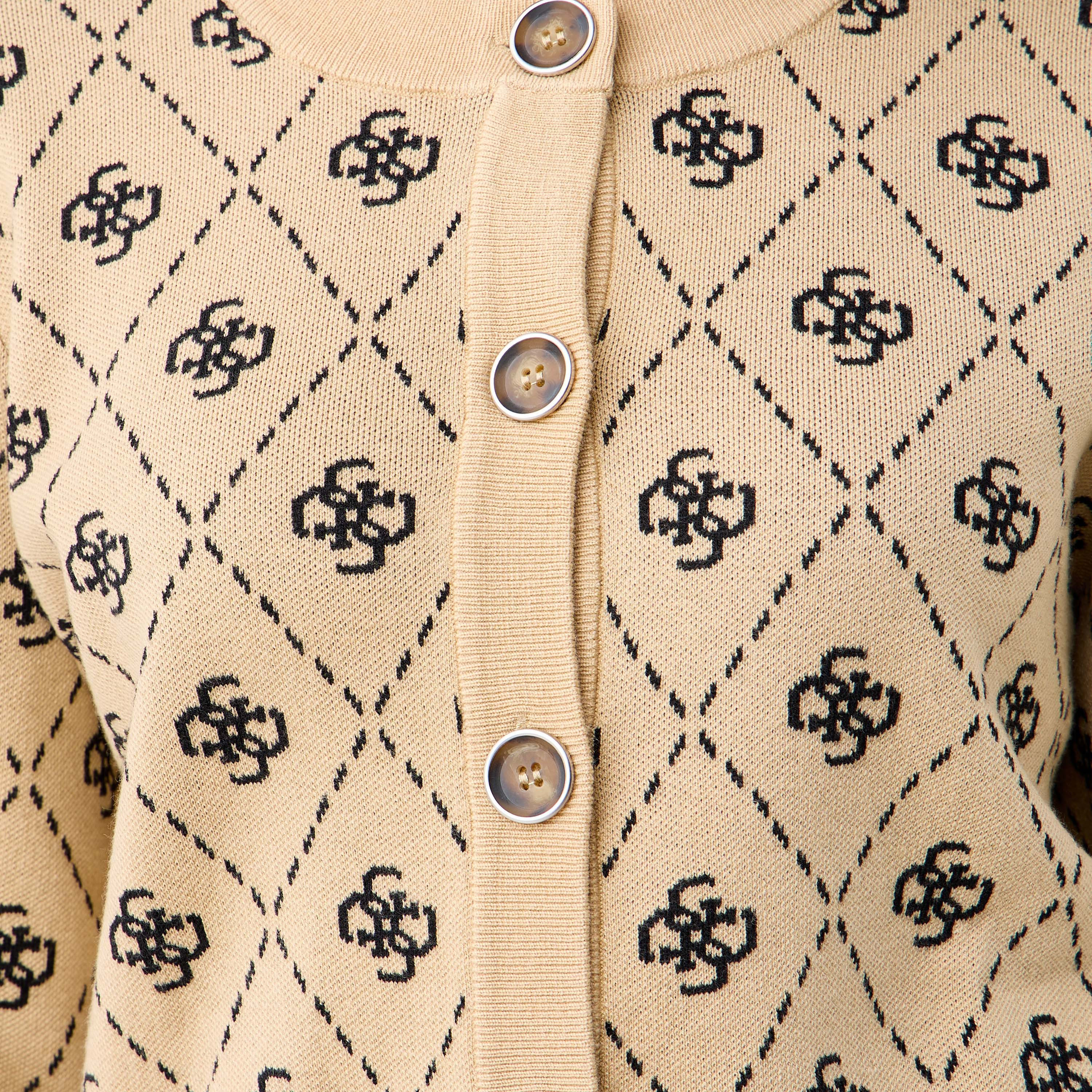 Guess All-Over Monogram Detail Button Through Cardigan with Long Sleeves-women-winterwear-cardigansandjumpers-cardigans-image-5