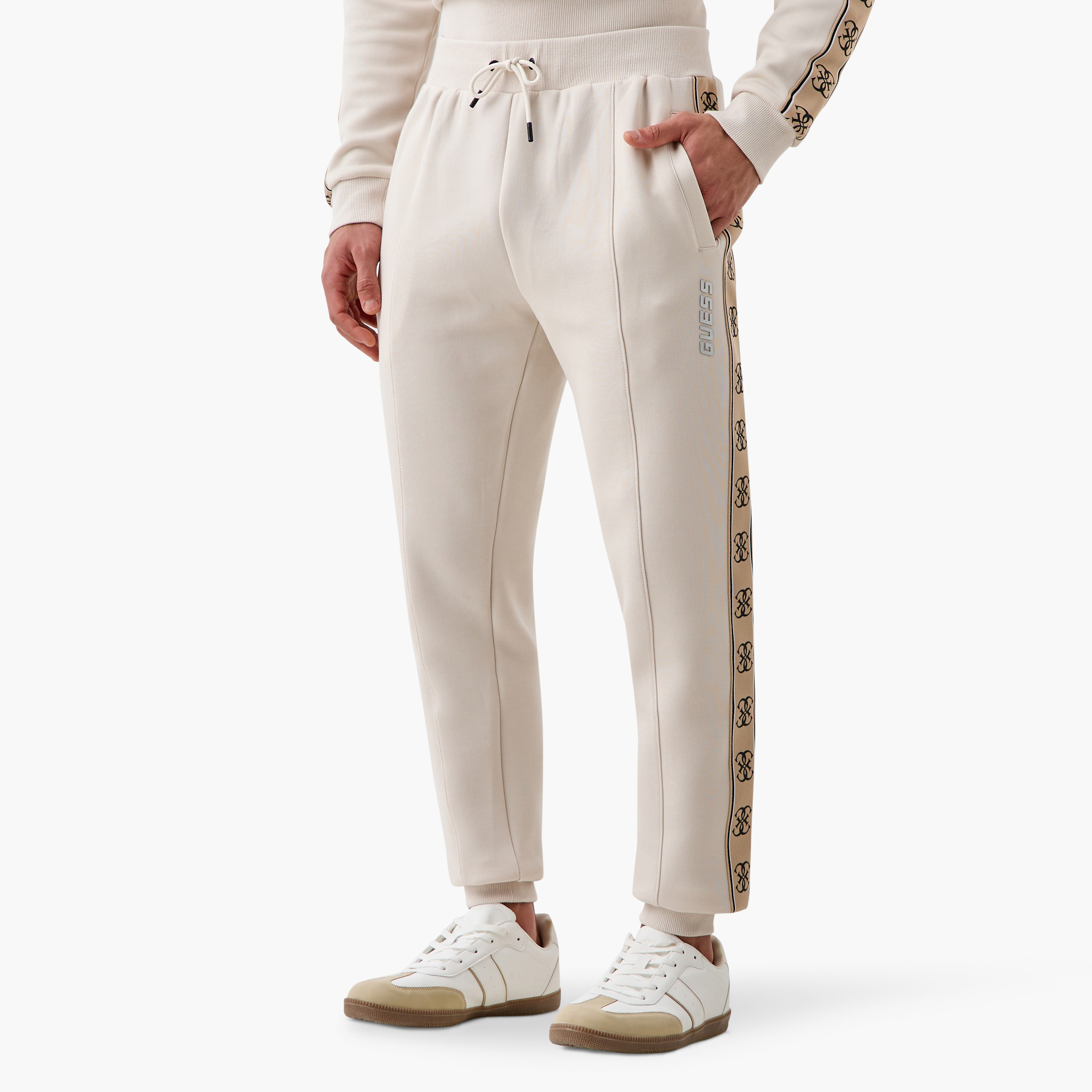 Guess Tape Detail Joggers with Drawstring Closure and Pockets-men-clothing-bottoms-joggers-image-1