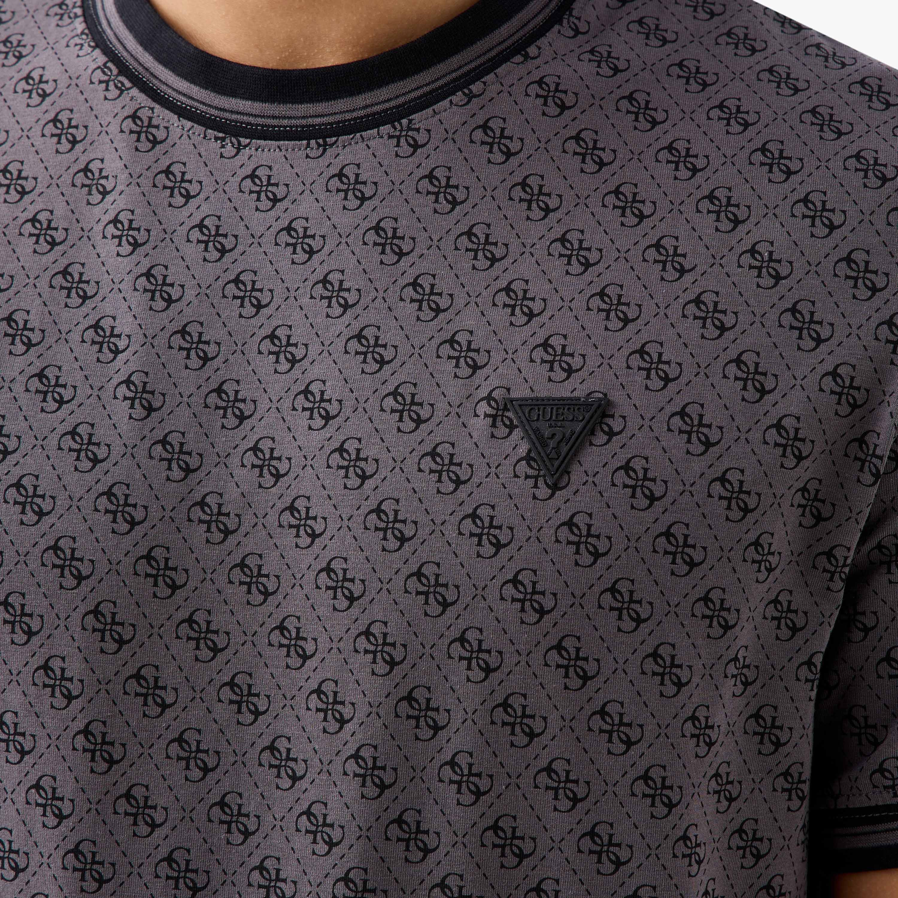 Guess All-Over Monogram Print Crew Neck T-shirt with Short Sleeves-men-clothing-tshirtsandpolos-tshirts-image-5