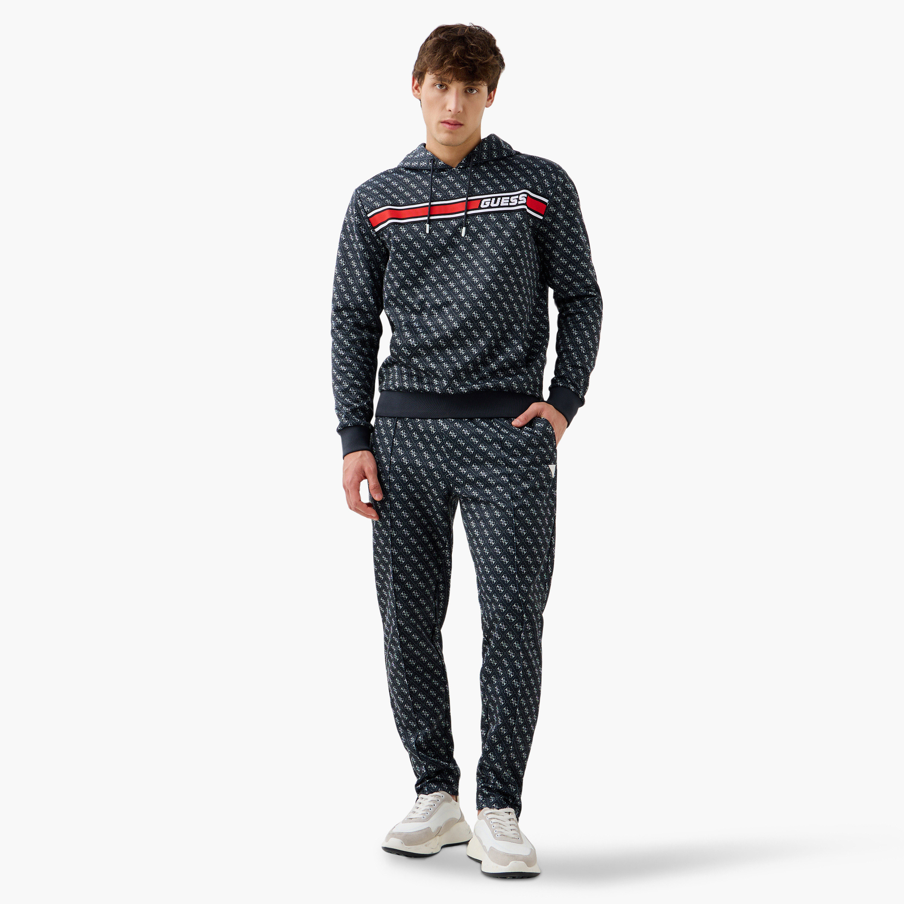 Guess All-Over Monogram Print Hoodie with Kangaroo Pocket and Long Sleeves-men-winterwear-hoodiesandsweatshirts-image-2