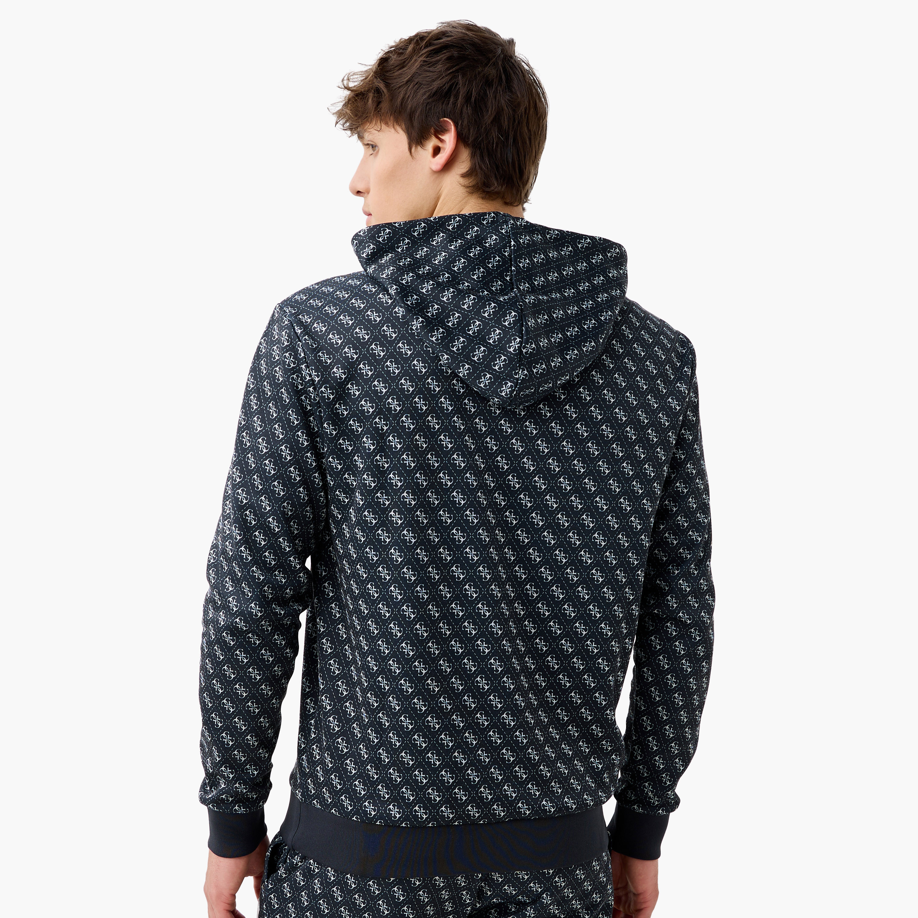 Guess All-Over Monogram Print Hoodie with Kangaroo Pocket and Long Sleeves-men-winterwear-hoodiesandsweatshirts-image-3