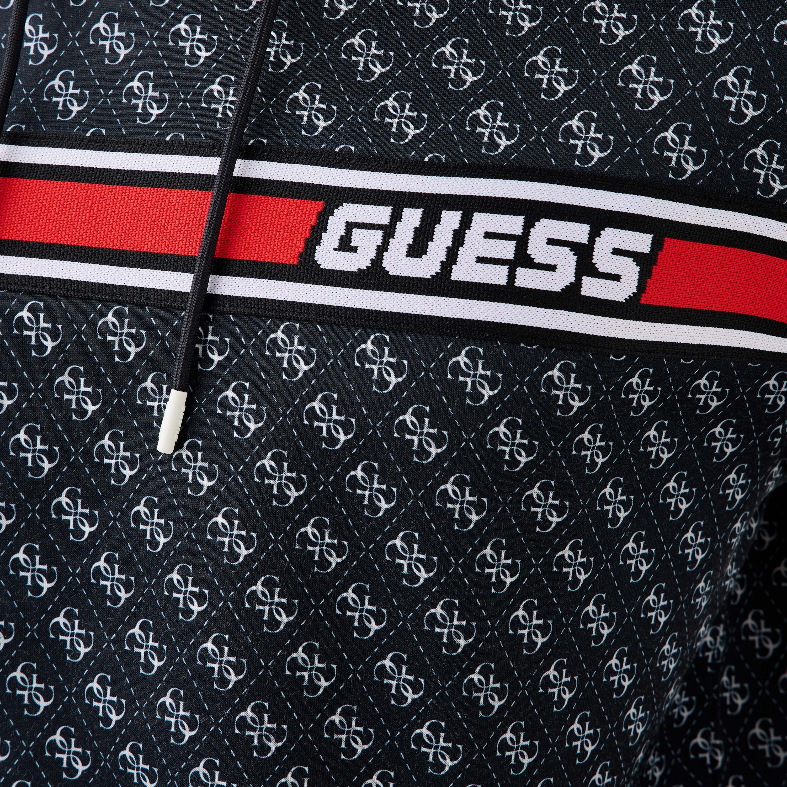 Guess All-Over Monogram Print Hoodie with Kangaroo Pocket and Long Sleeves-men-winterwear-hoodiesandsweatshirts-image-5