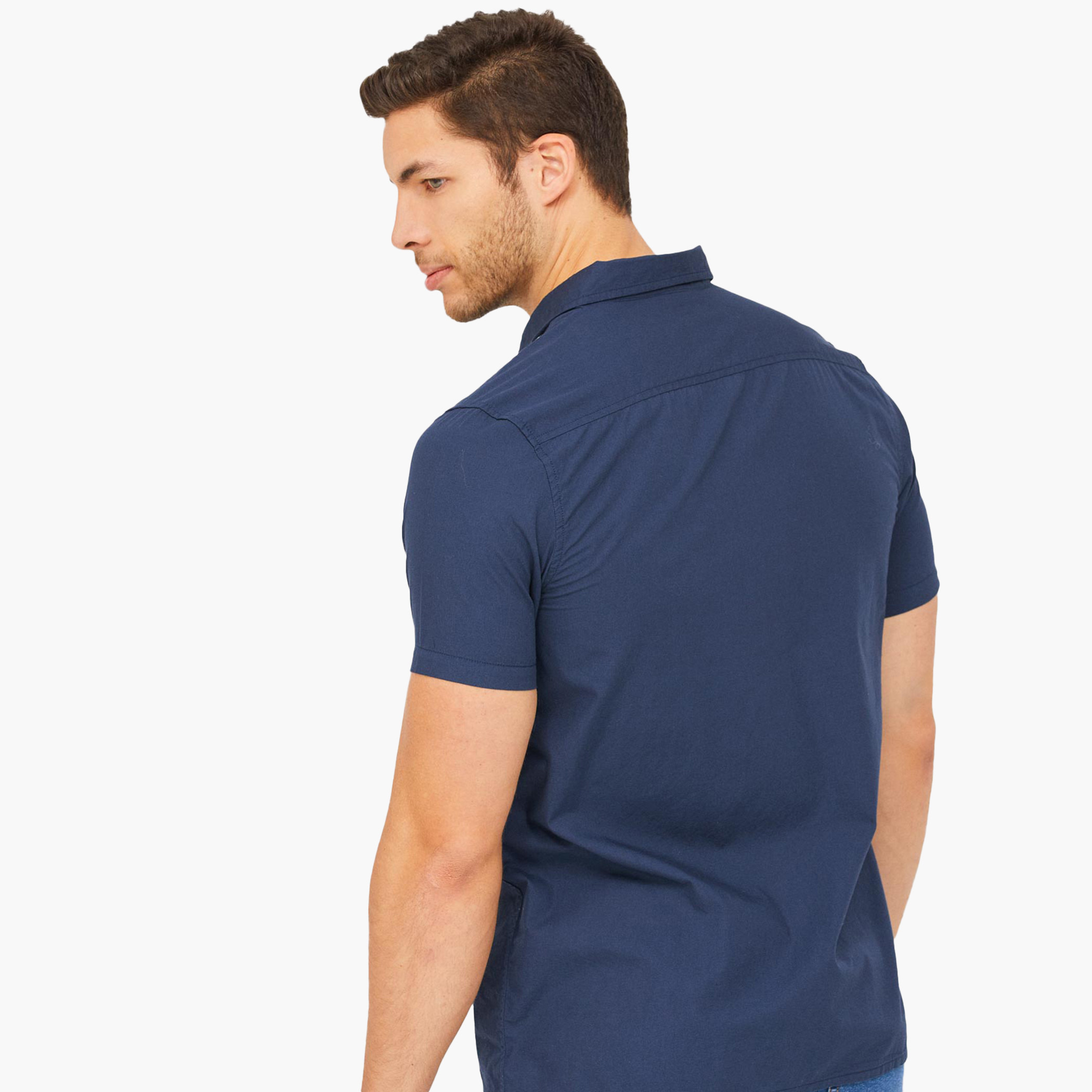 BlueAge Cotton Mix Solid Men Blue Basic Shirt-men-clothing-shirts-image-3