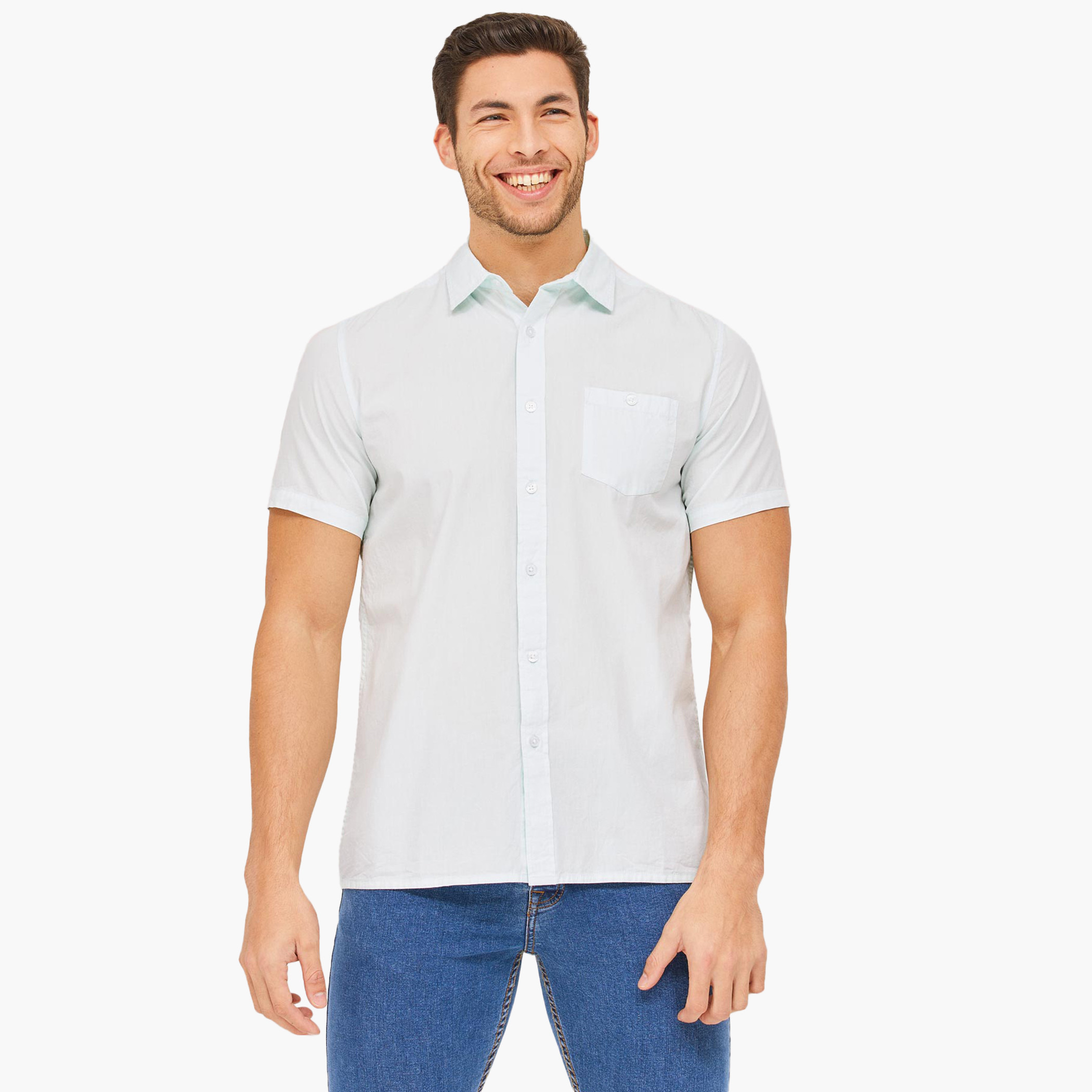 BlueAge Cotton Mix Solid Men Green Basic Shirt-men-clothing-shirts-image-1