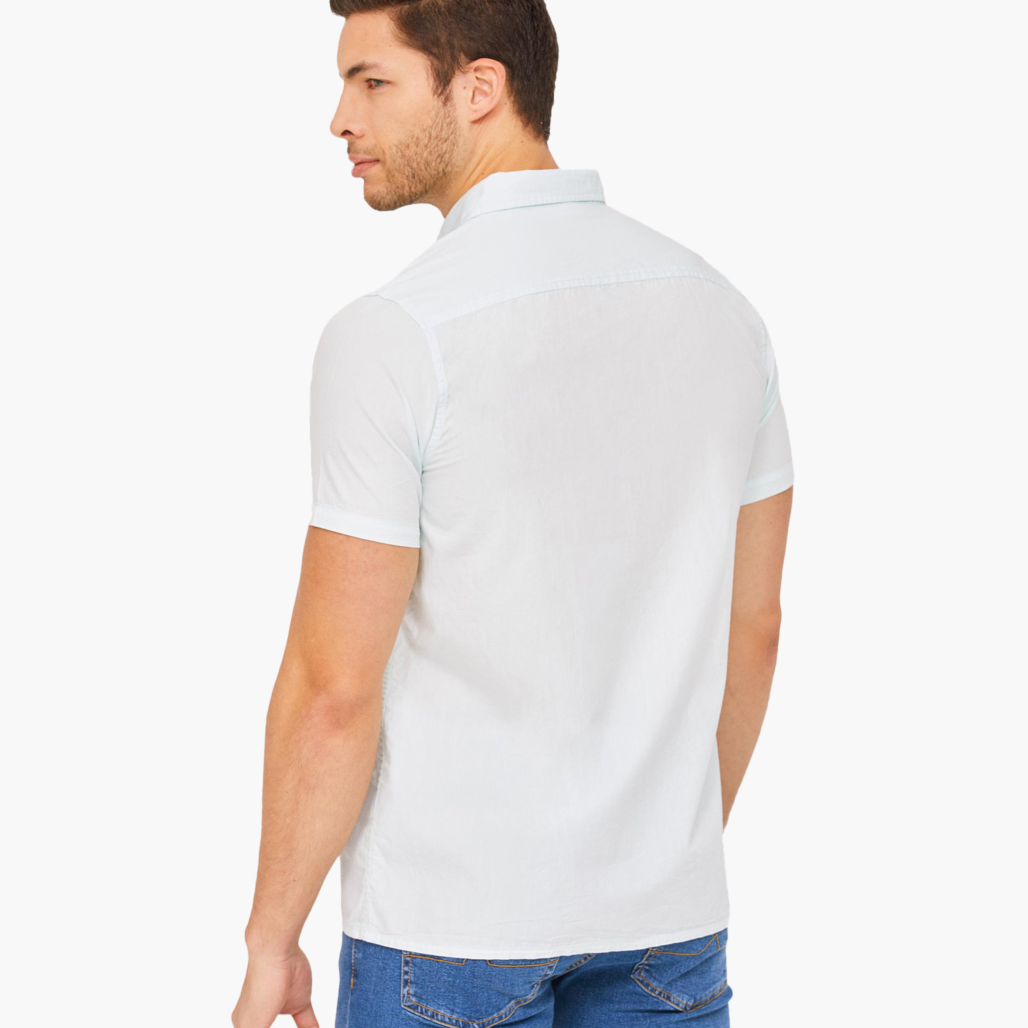 BlueAge Cotton Mix Solid Men Green Basic Shirt-men-clothing-shirts-image-3
