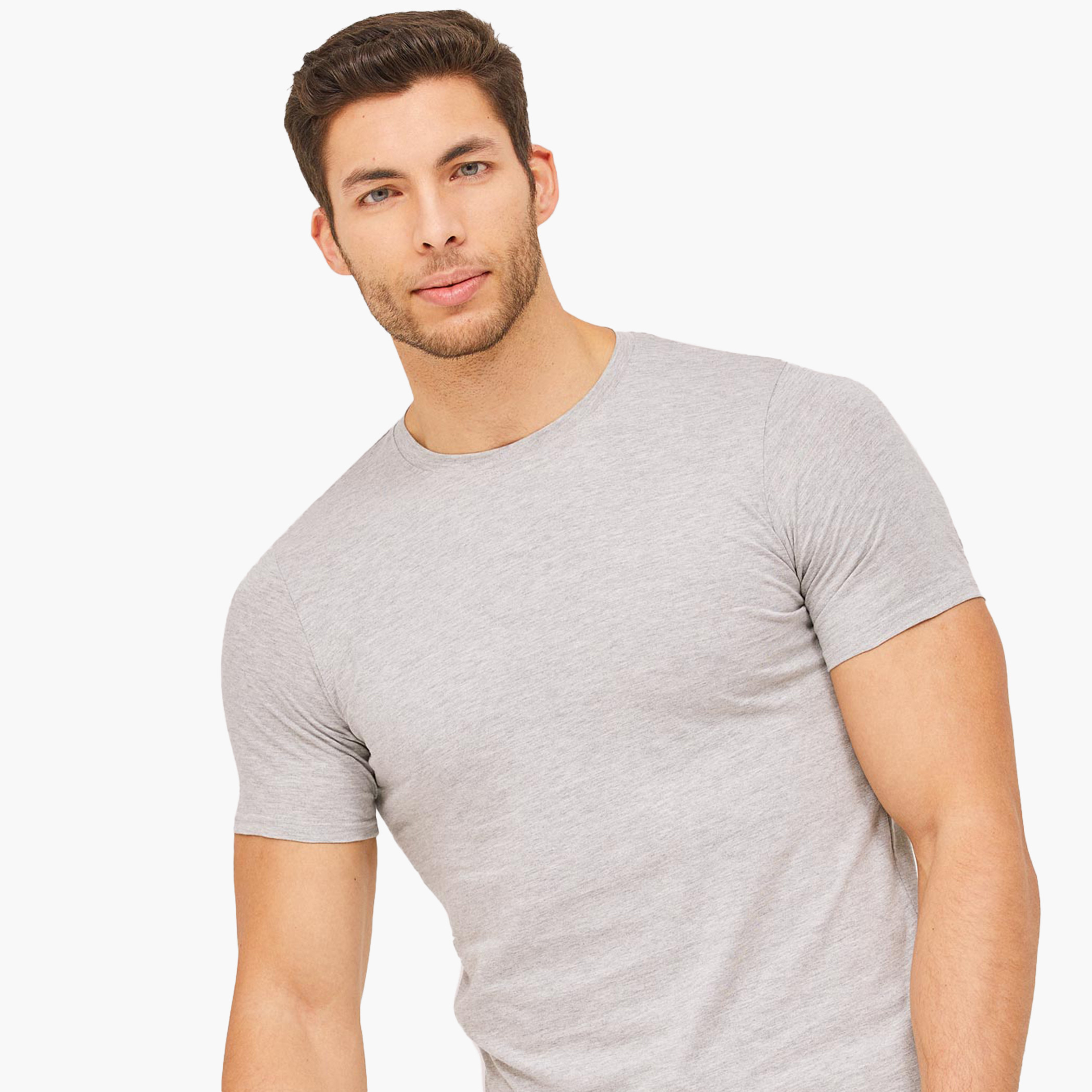 BlueAge Cotton Mix Solid Men Grey Basic T-Shirt-men-clothing-tshirtsandpolos-tshirts-image-1