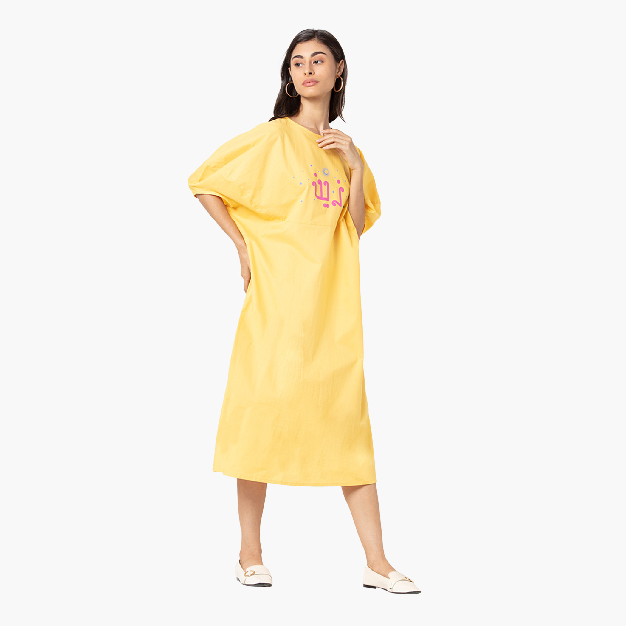 بلوايج الأصفر متوسط الطول فستان-women-clothing-dresses-image-4