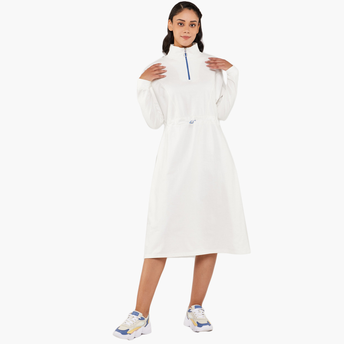 BlueAge Women Solid Long Sleeves Midi Dress-women-clothing-dresses-image-5