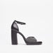 Haadana Textured Ankle Strap Sandals with Block Heels and Buckle Closure-Women%27s Heel Sandals-thumbnailMobile-0