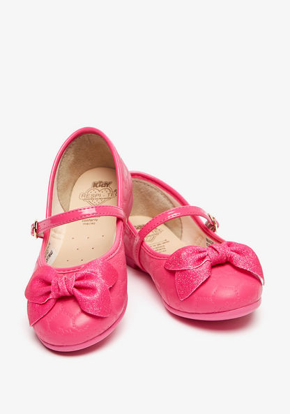 Kidy Bow Accented Round Toe Ballerina with Buckle Closure-Girl%27s Ballerinas-image-3
