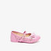 Kidy Cutwork Round Toe Ballerinas with Bow Accent and Buckle Closure-Girl%27s Ballerinas-thumbnail-0